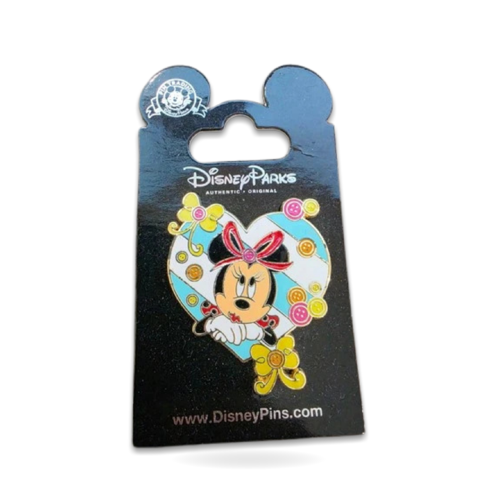 Minnie Mouse Blue Buttons Bows Enamel Trading Pin