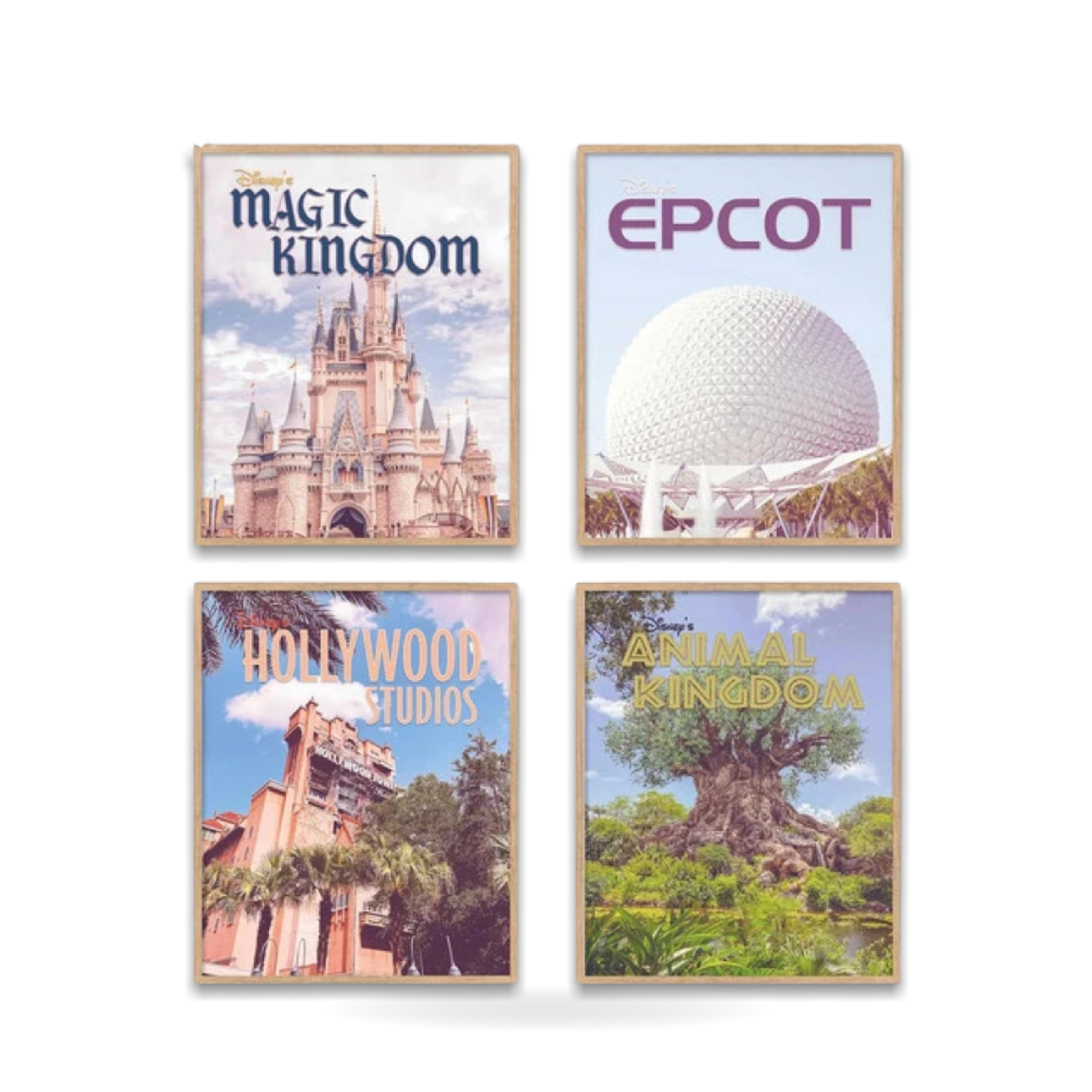 Posters Magic Kingdom Epcot Hollywood Studios 8x10 Prints 4 Vintage