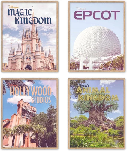Posters Magic Kingdom Epcot Hollywood Studios 8x10 Prints 4 Vintage