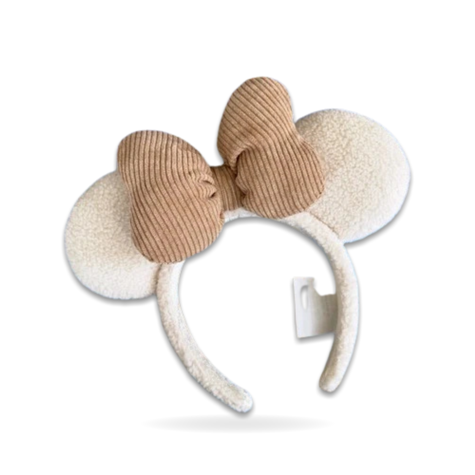 White Corduroy Sherpa Minnie Ear Headwear