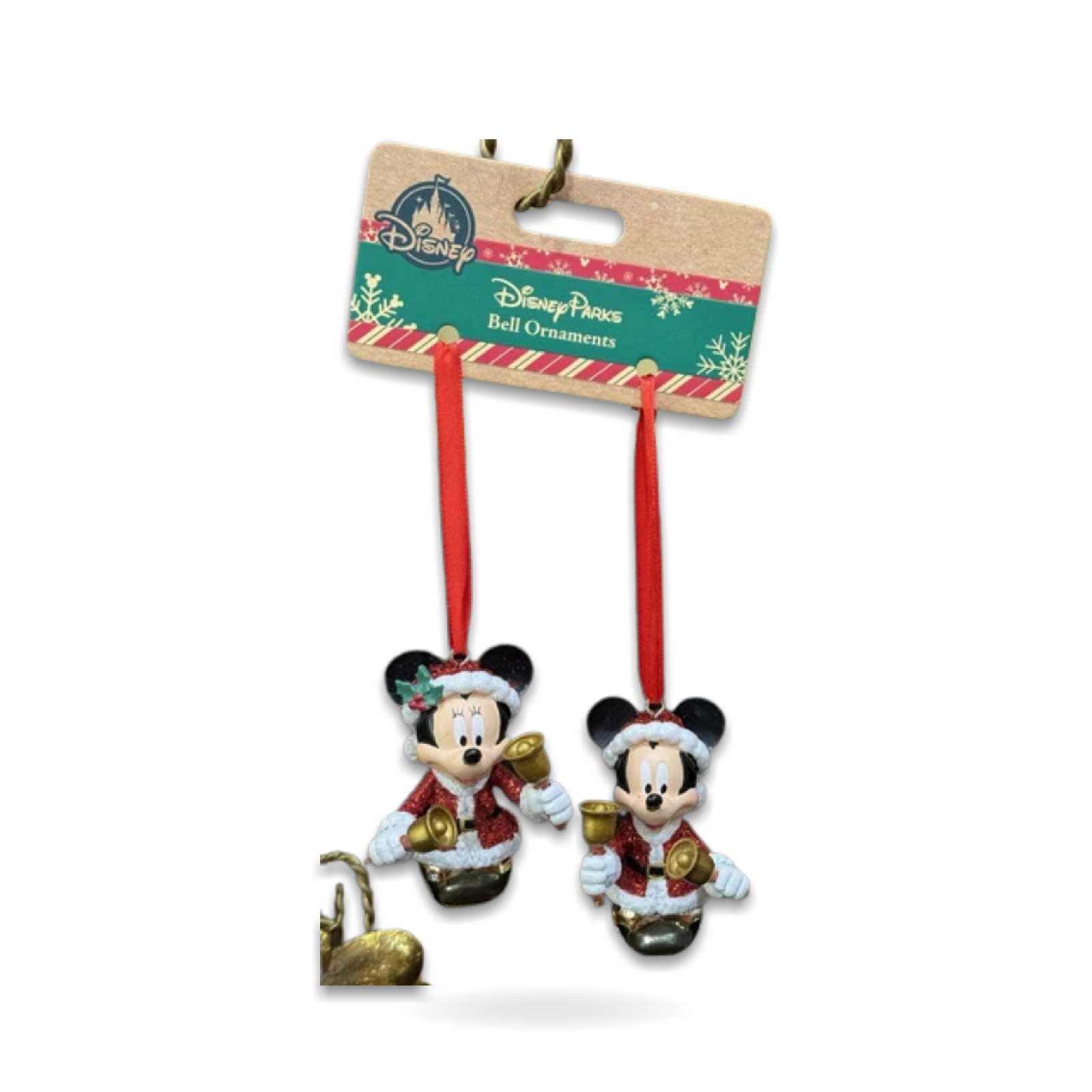 Minnie Mouse Santa Bell Lot Of 2 Christmas Ornaments Mickey