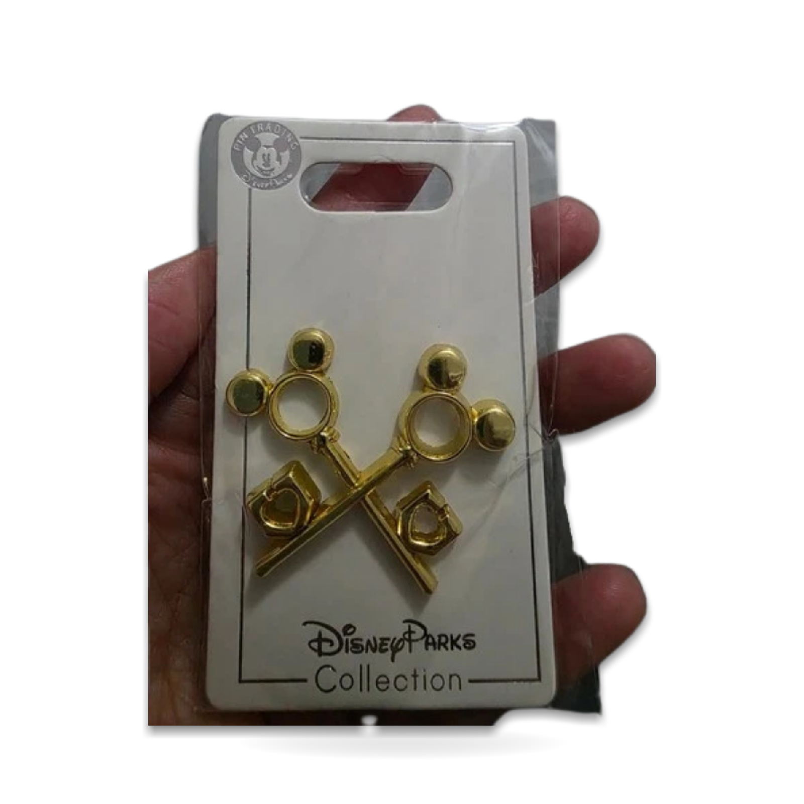 Gold Crossed Mickey Hearts Pin Trading Trading Pin