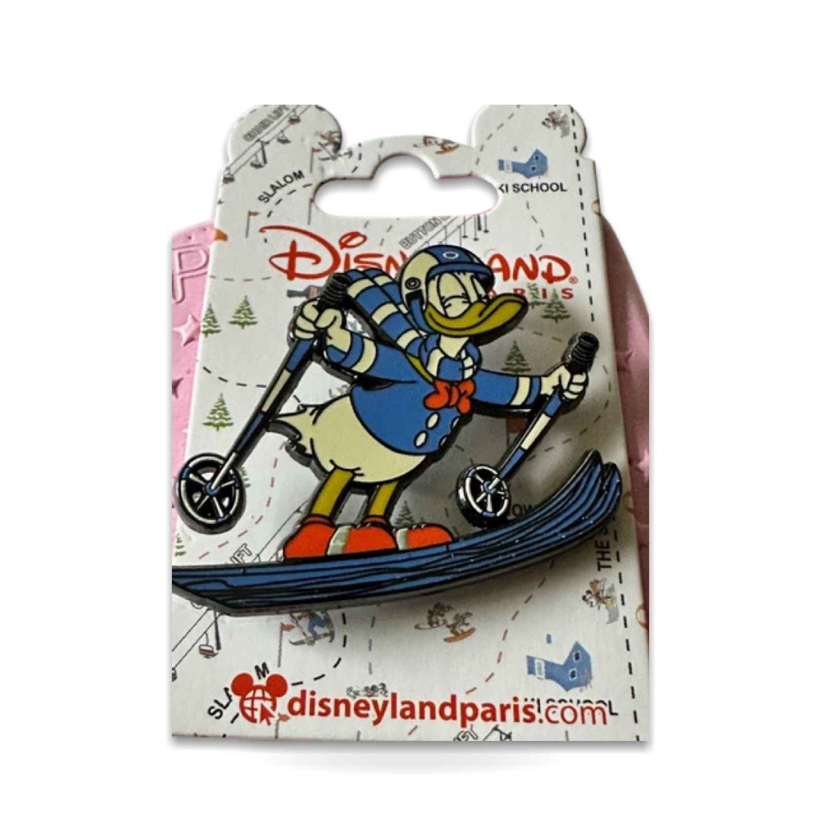 Paris Donald Duck Skiing Enamel Theme Trading Pin