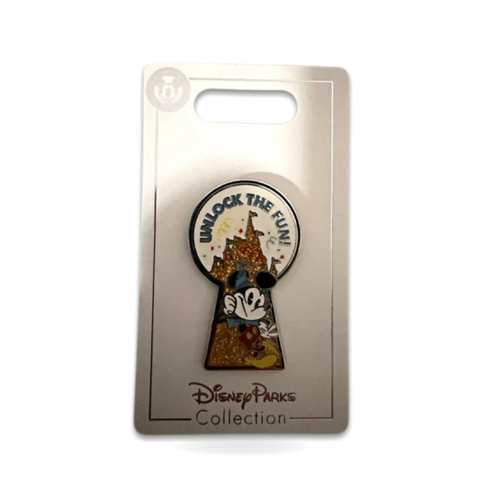 Mickey Birthday Unlock Keyhole Glitter Castle Trading Pin