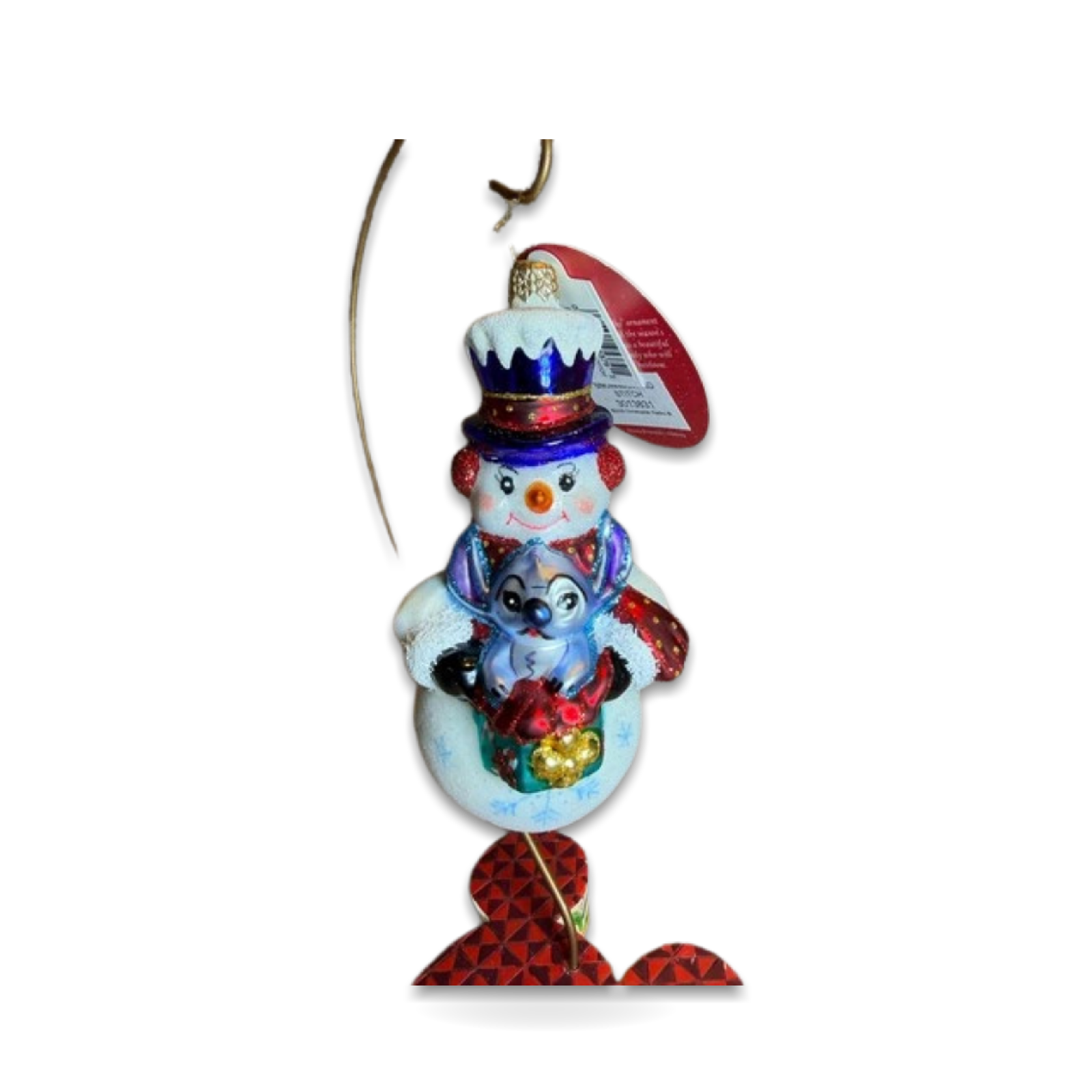 Christopher Radko Snowman Stitch Glass Christmas Seasonal Ornament