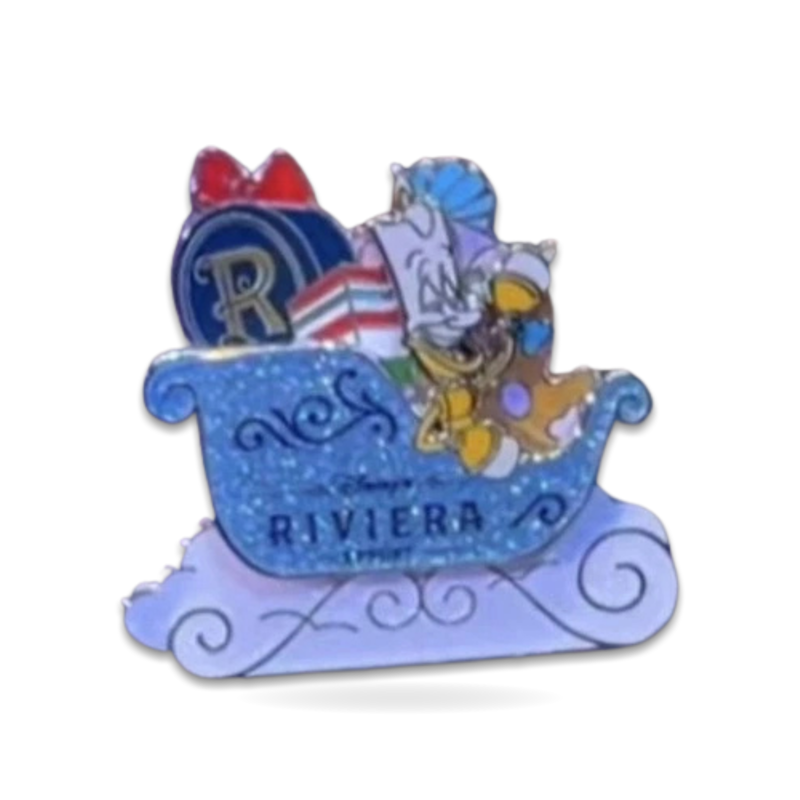 Riviera holiday sleighs Beauty and the Beast pin featuring Lumiere and the Beast