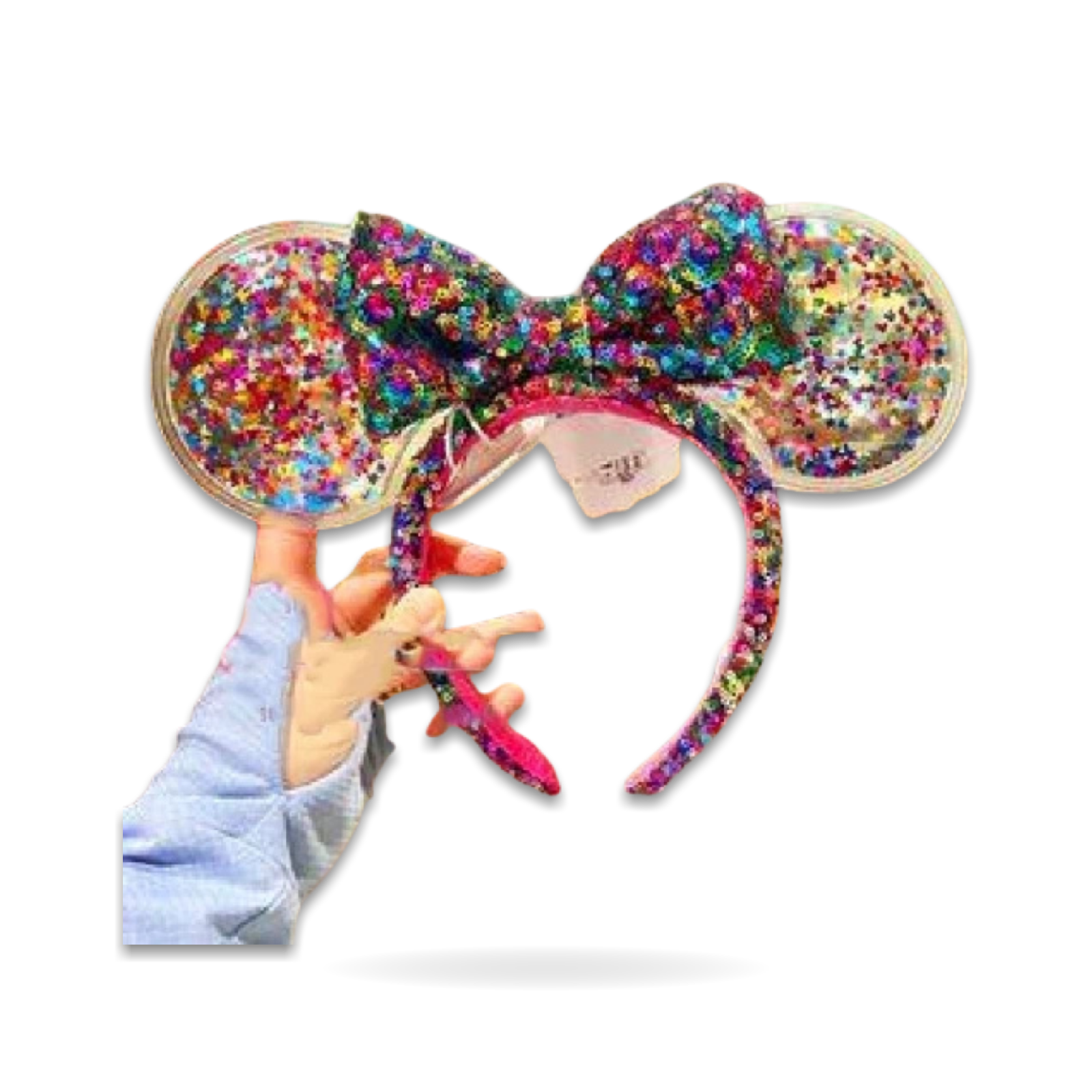 Minnie Mouse Ears Rainbow Confetti Sequin Ear Headwear