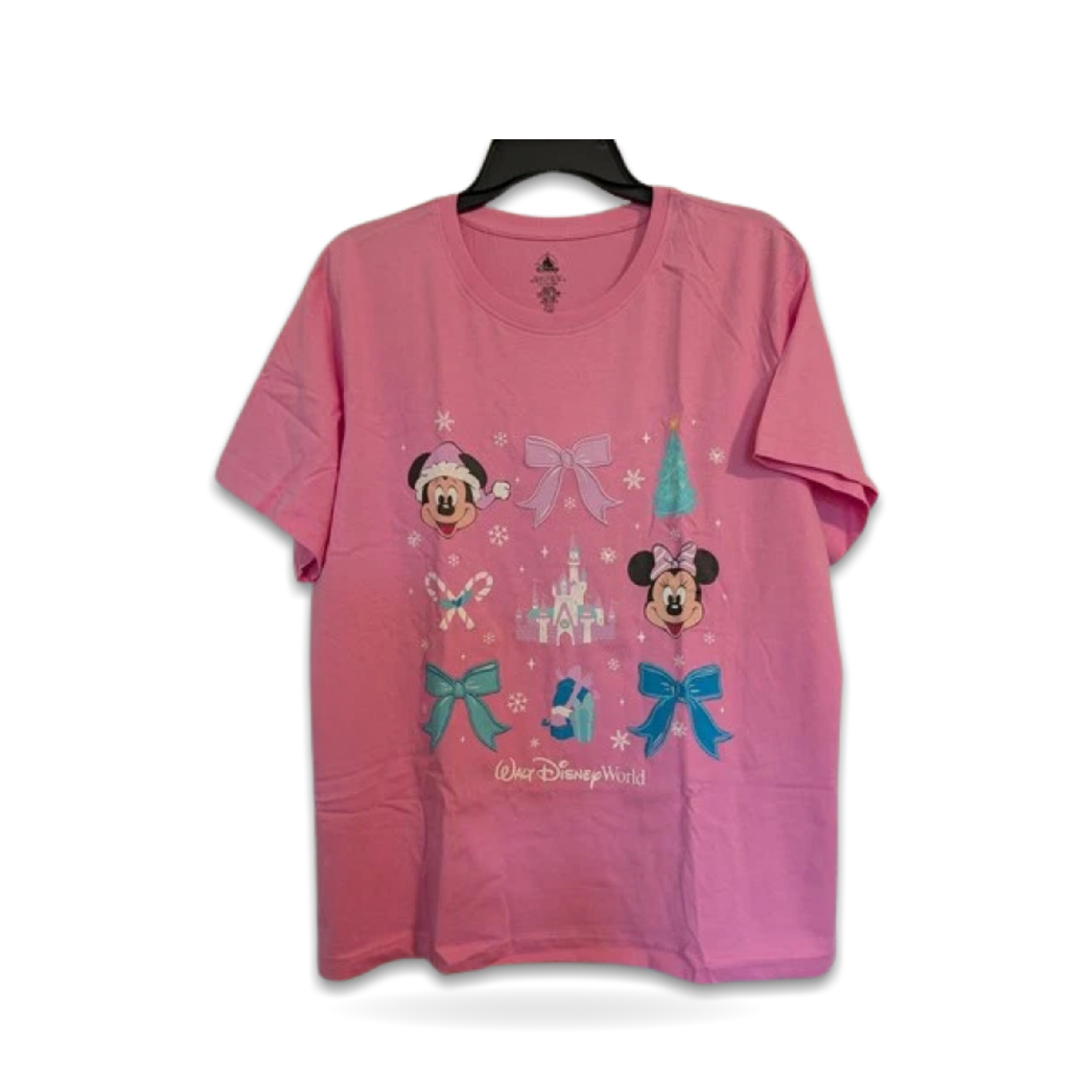 Shirt Women L Mickey Minnie Pink Holiday 2025 Christmas