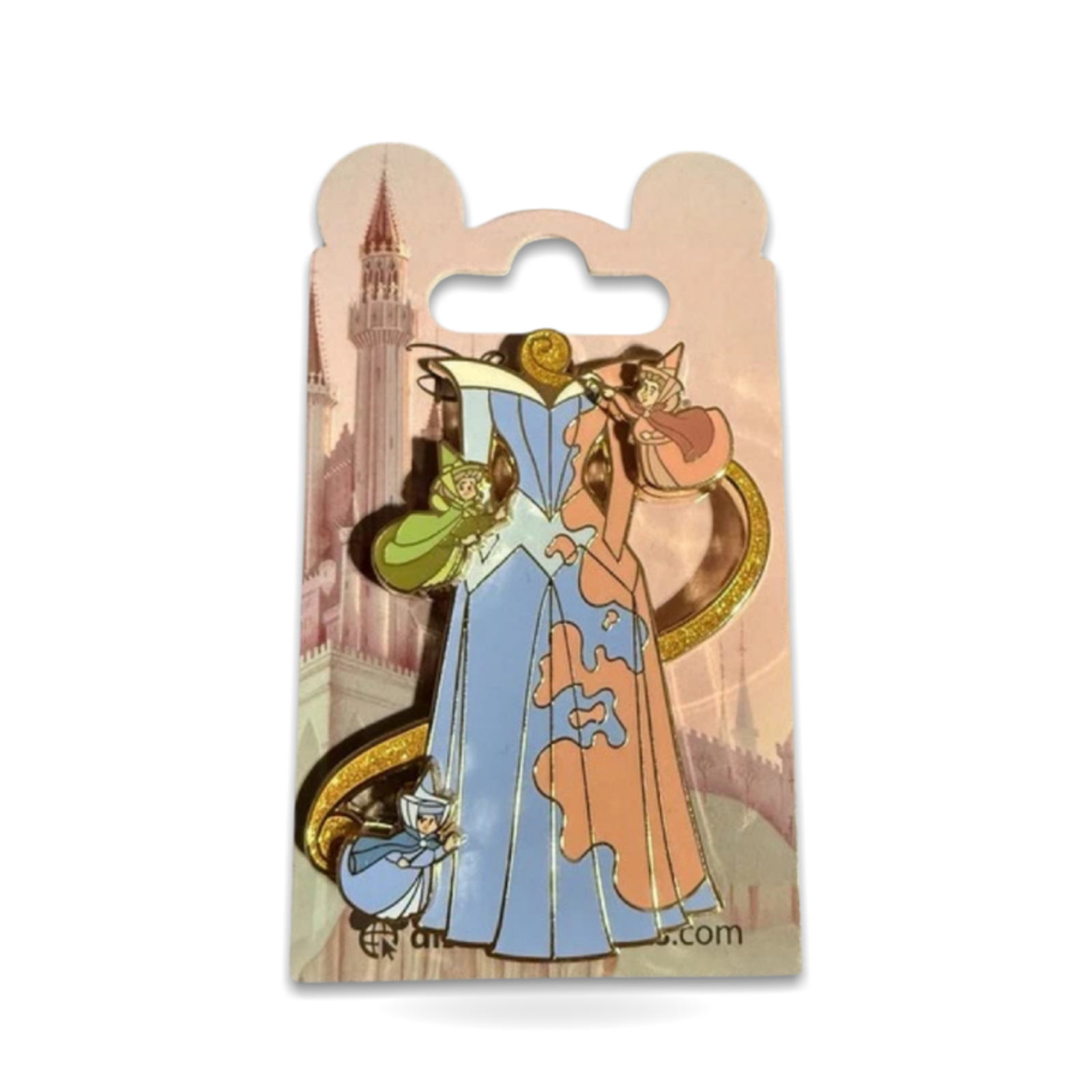 Paris Aurora Dress with Fairies Sleeping Beauty Pink Blue Trading Pin
