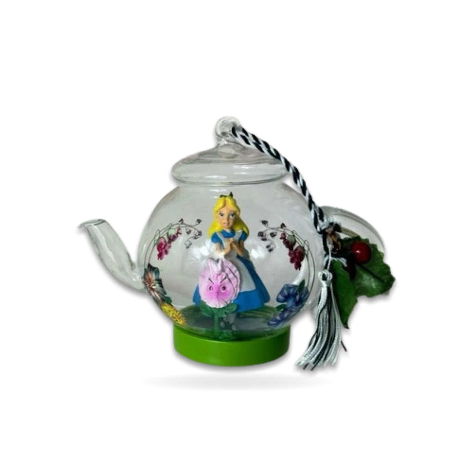 Alice In Wonderland Garden Clear Glass Teapot Exclusive Seasonal Ornament