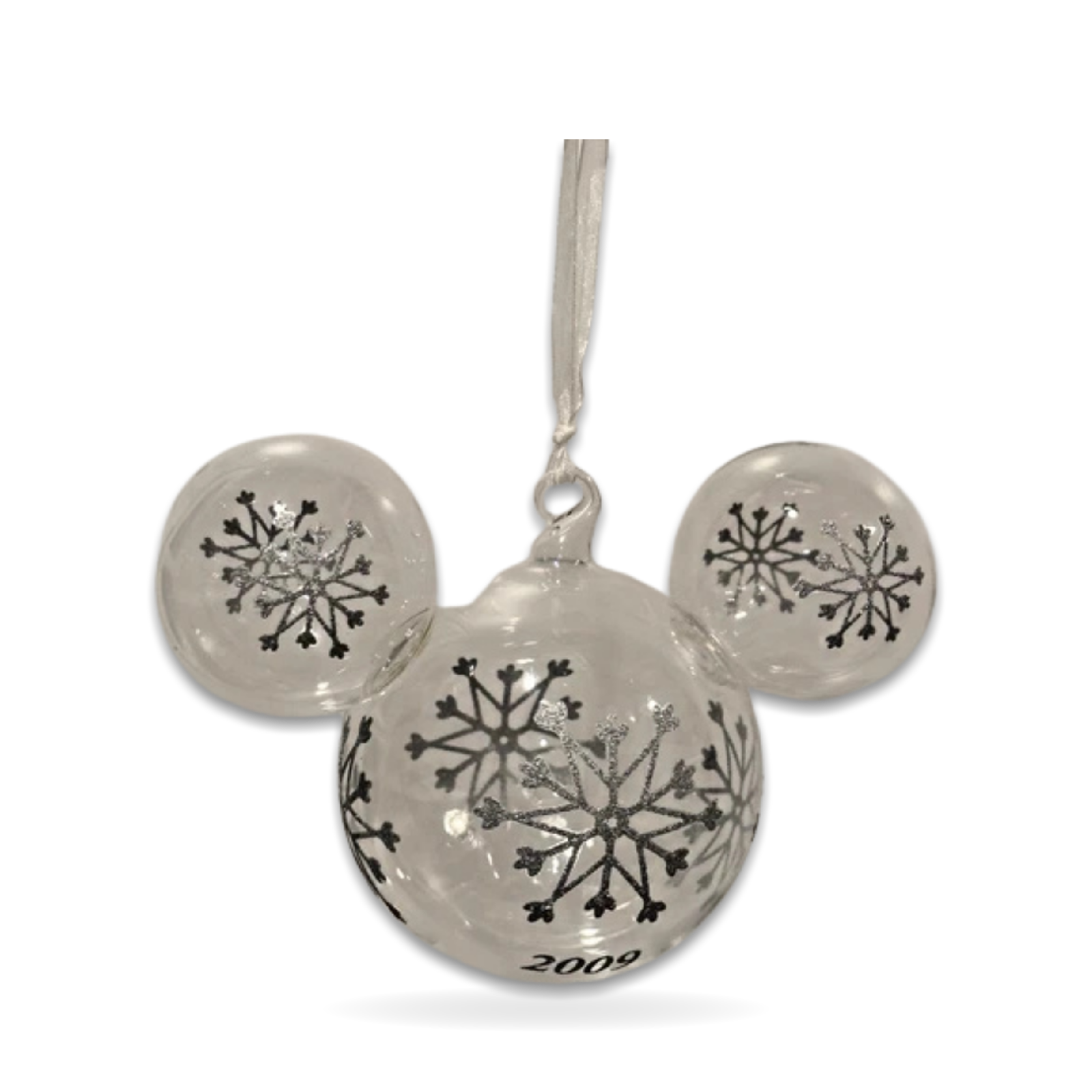 Mickey Mouse Icon Silver Glitter Snowflake Seasonal Ornament