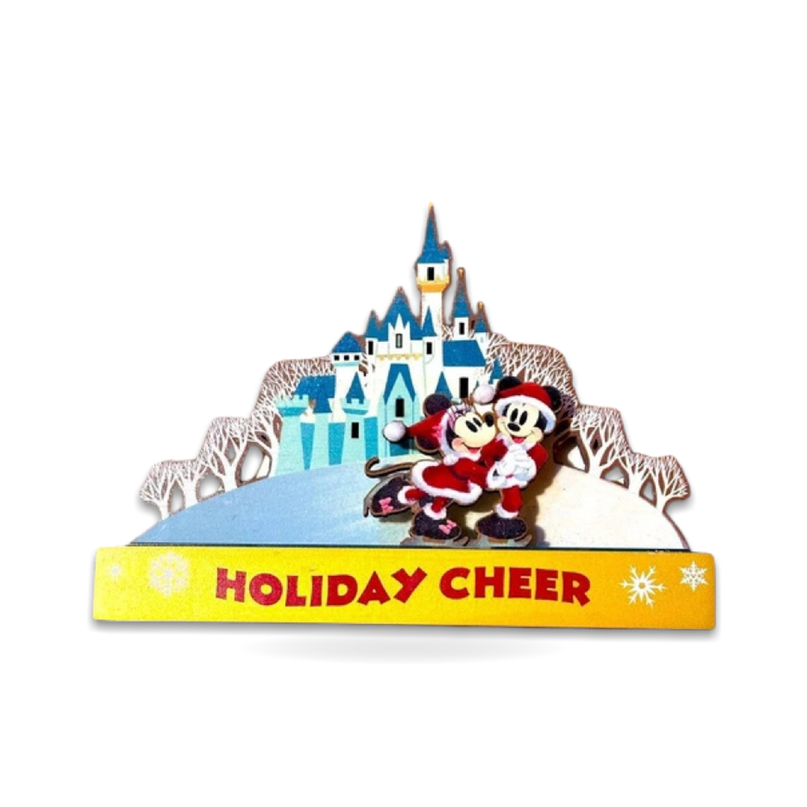 Skating Holiday Cheer Wood Christmas Sign LightUp Mickey Minnie