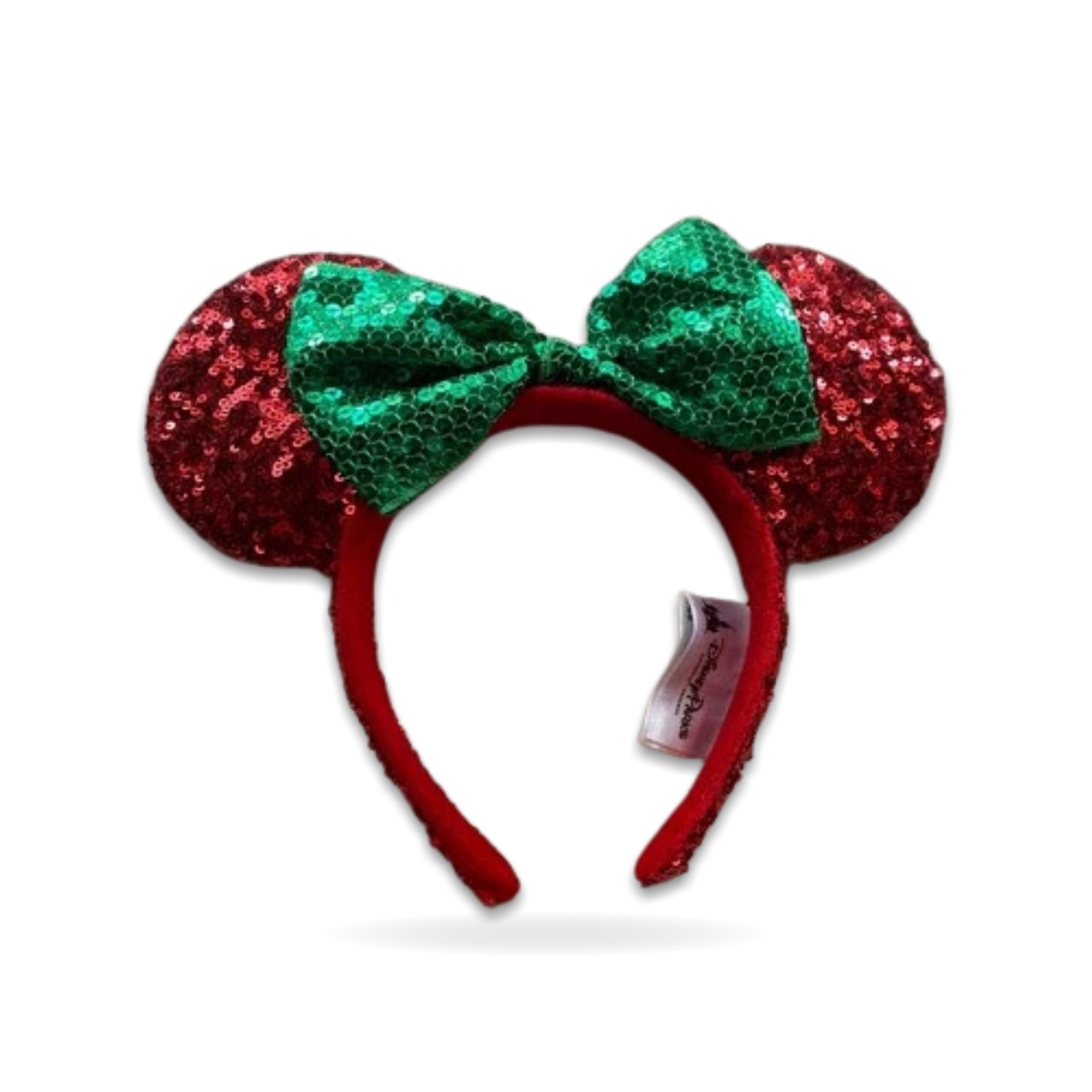 Christmas Red Green Bow Sequin Minnie Mouse Ear Headwear