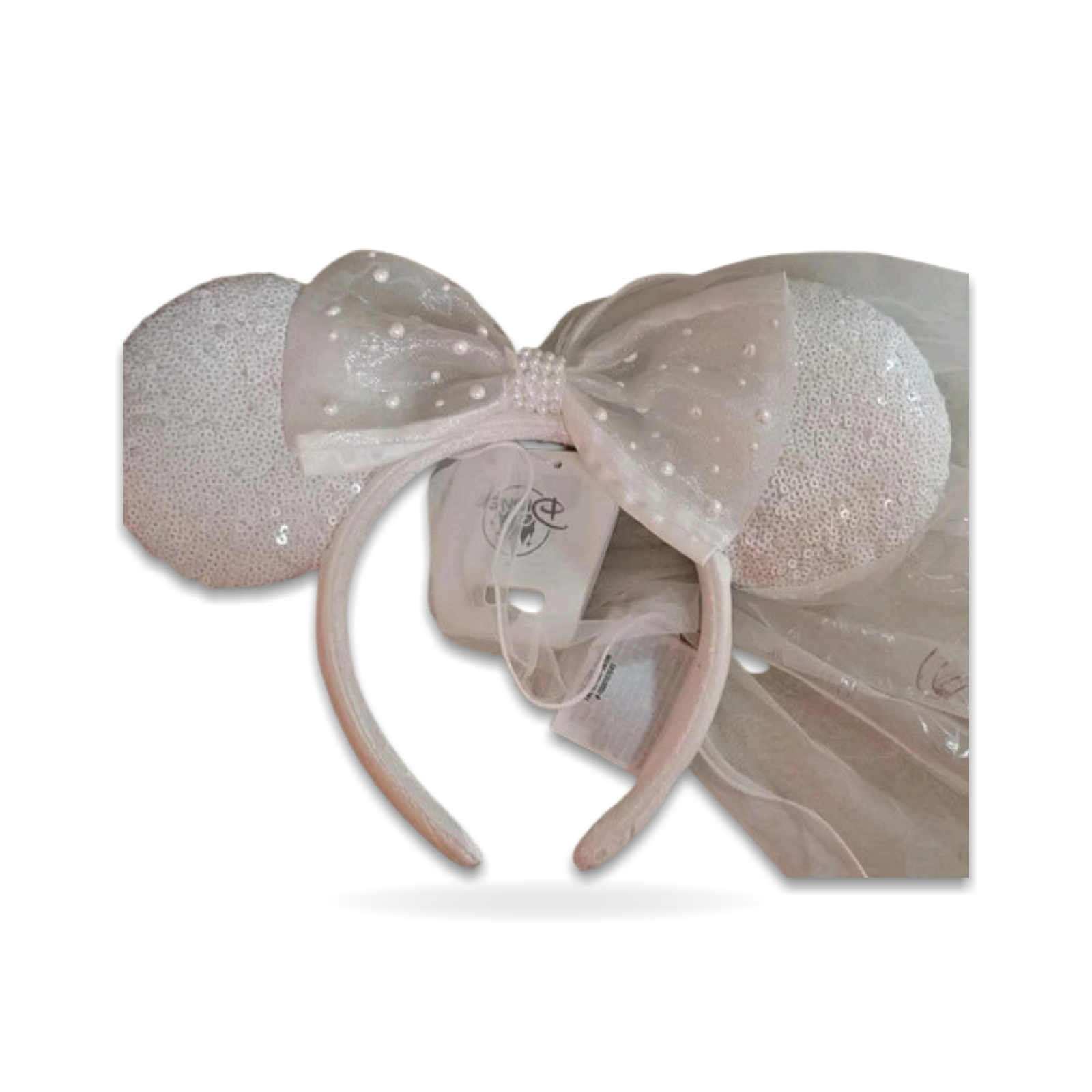 Minnie Mouse sequin bride ears with veil