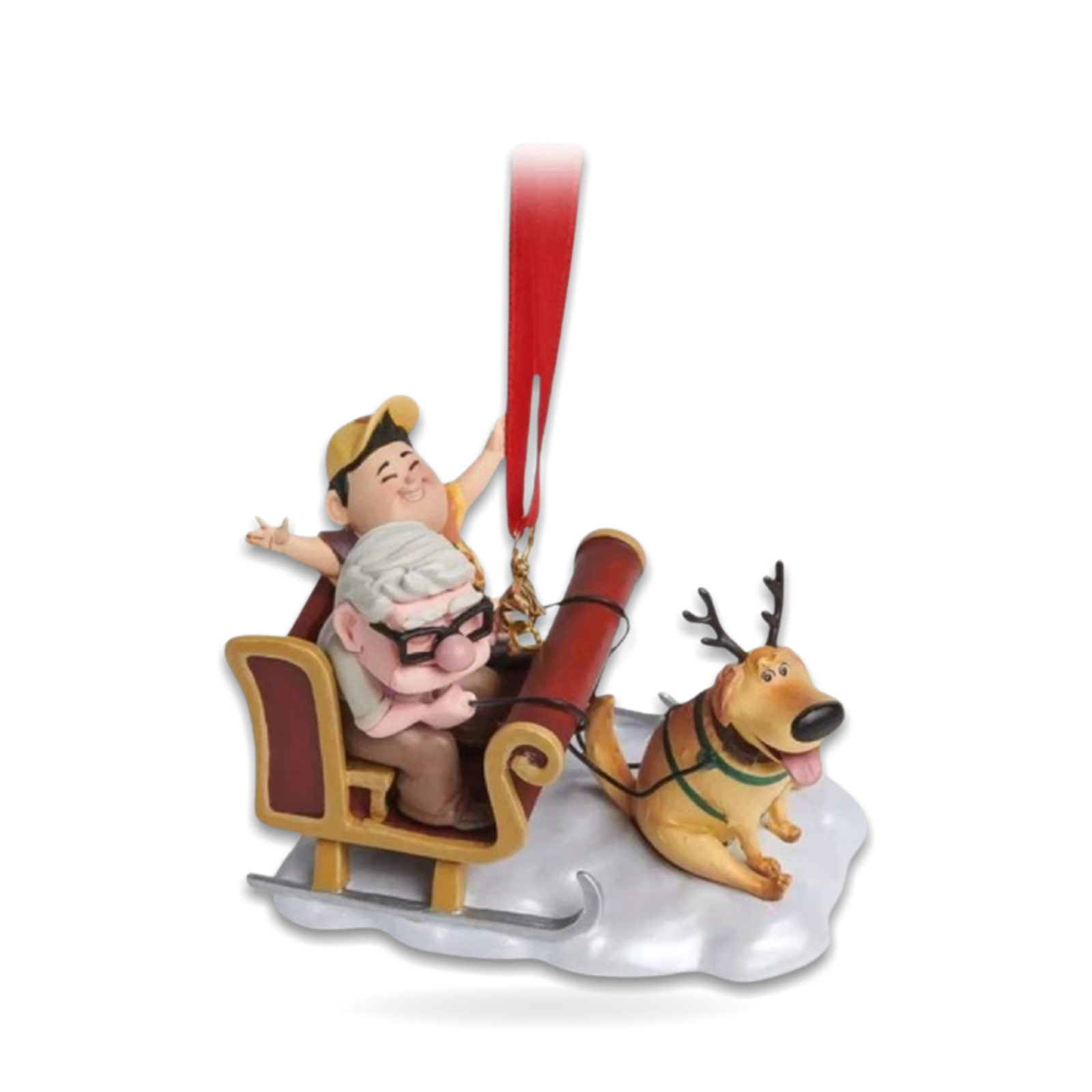 Pixar Up Carl Russell Dug Sleigh Sketchbook Christmas Seasonal Ornament