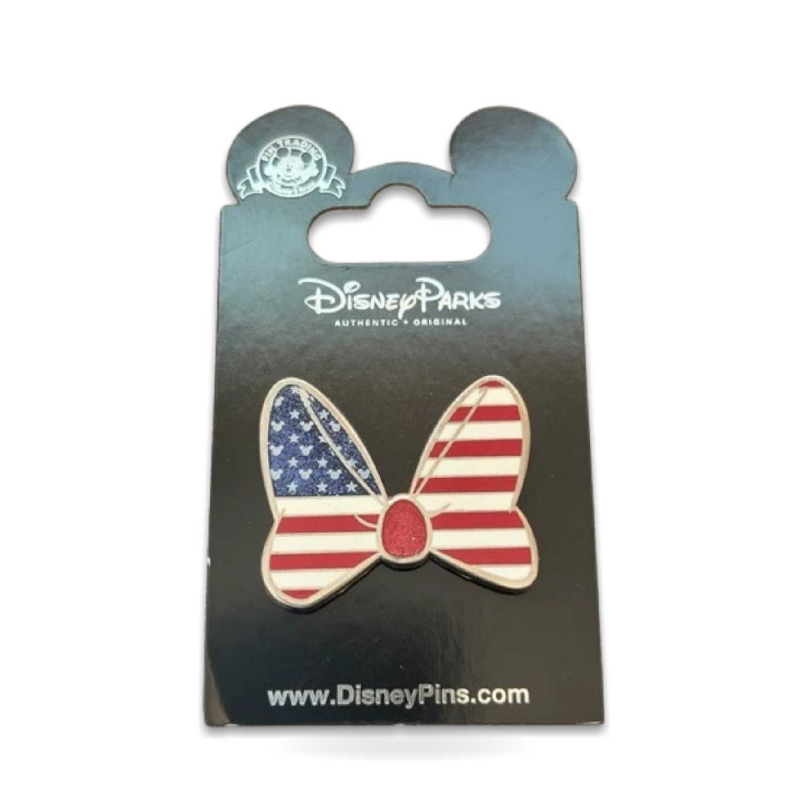 Patriotic Minnie Mouse Bow Flag Sparkle United States Trading Pin
