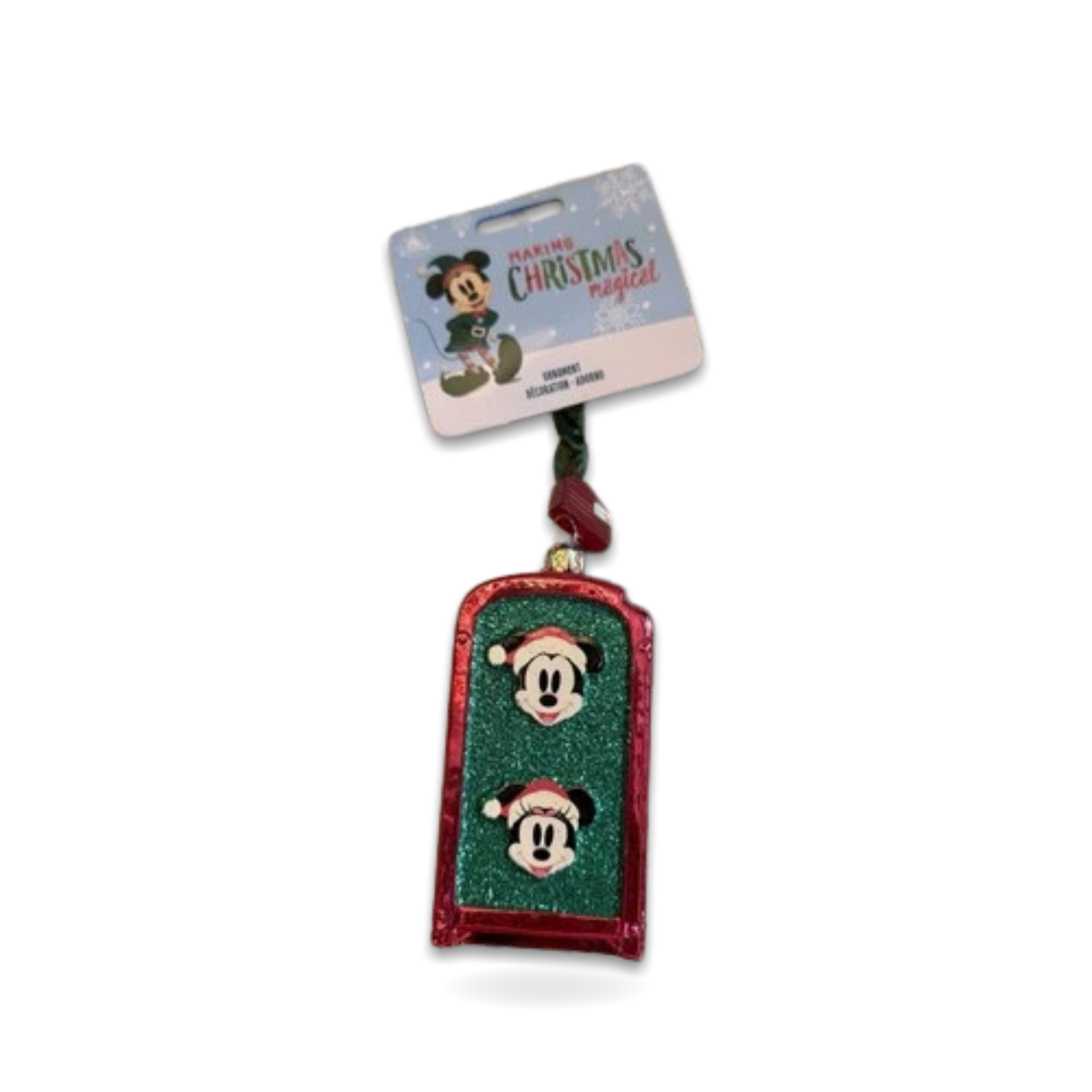 Mickey Minnie Mailbox Glass Holiday Christmas Seasonal Ornament