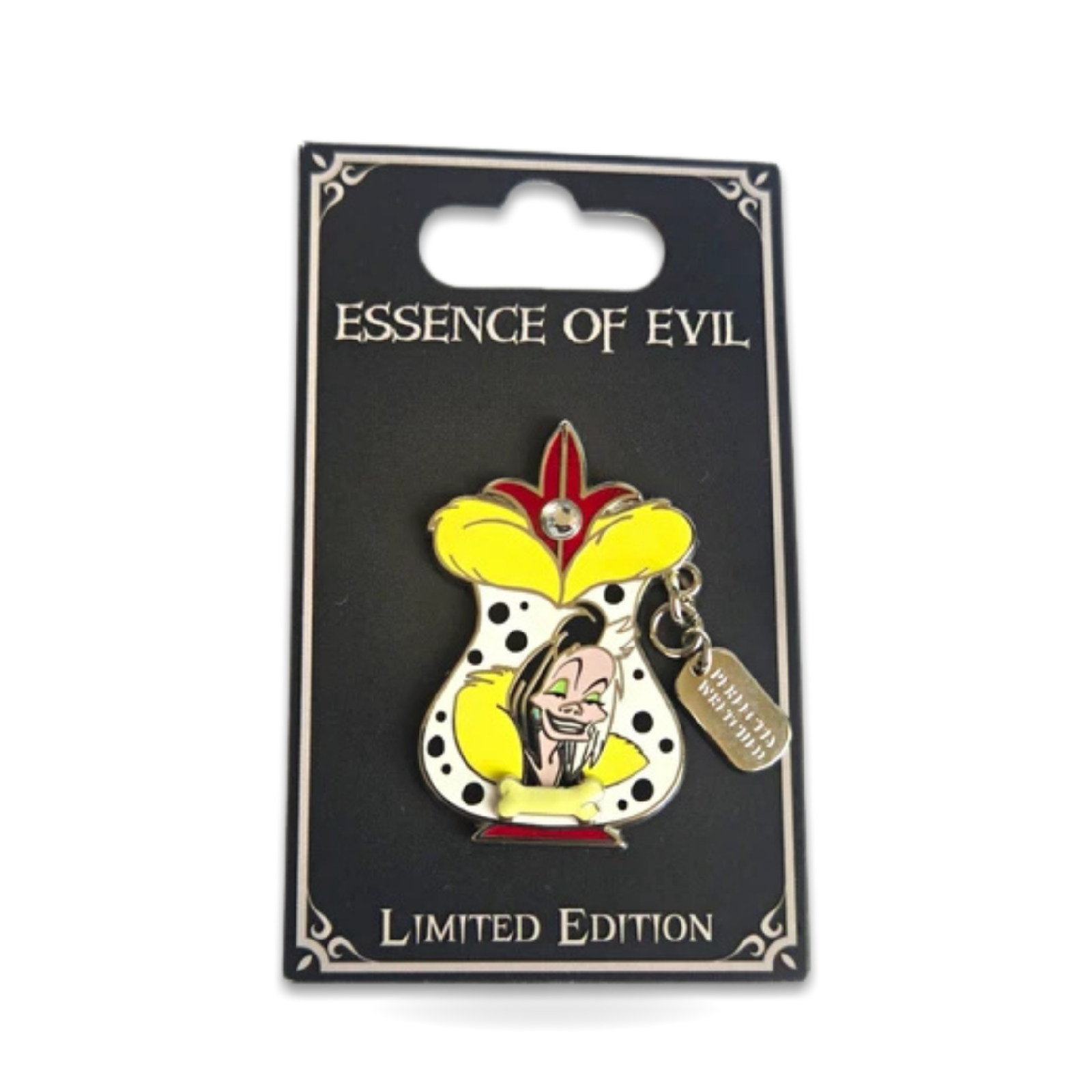 Cruella De Vil Wretched perfume bottle pin