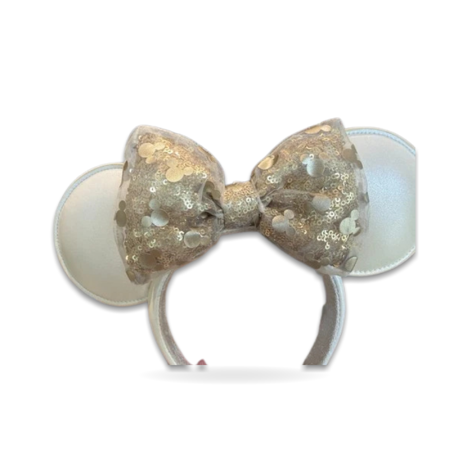 Cream White Minnie Shimmering Gold Bow Ear Headwear