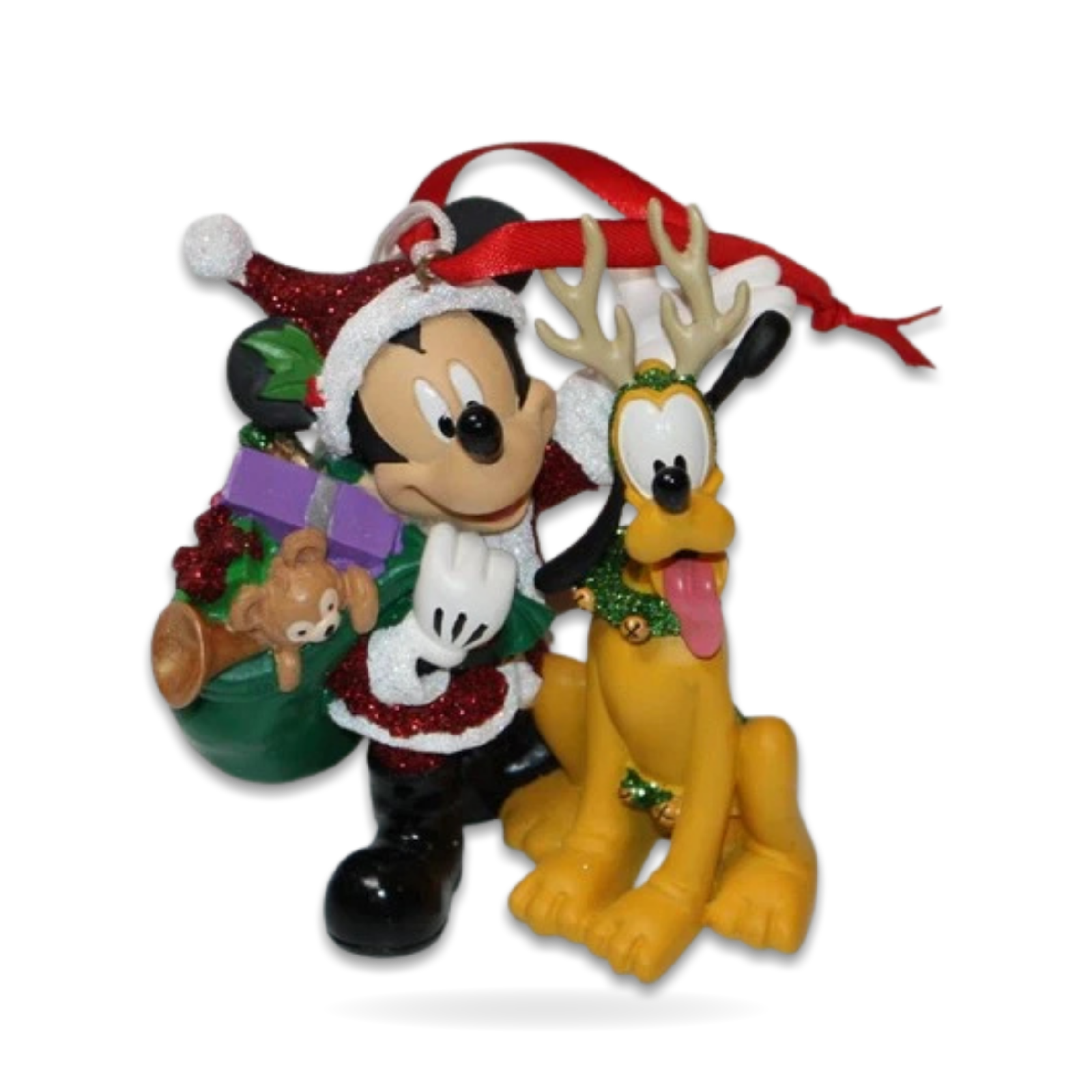 Santa Mickey Mouse Reindeer Pluto Christmas Figures Seasonal Ornament