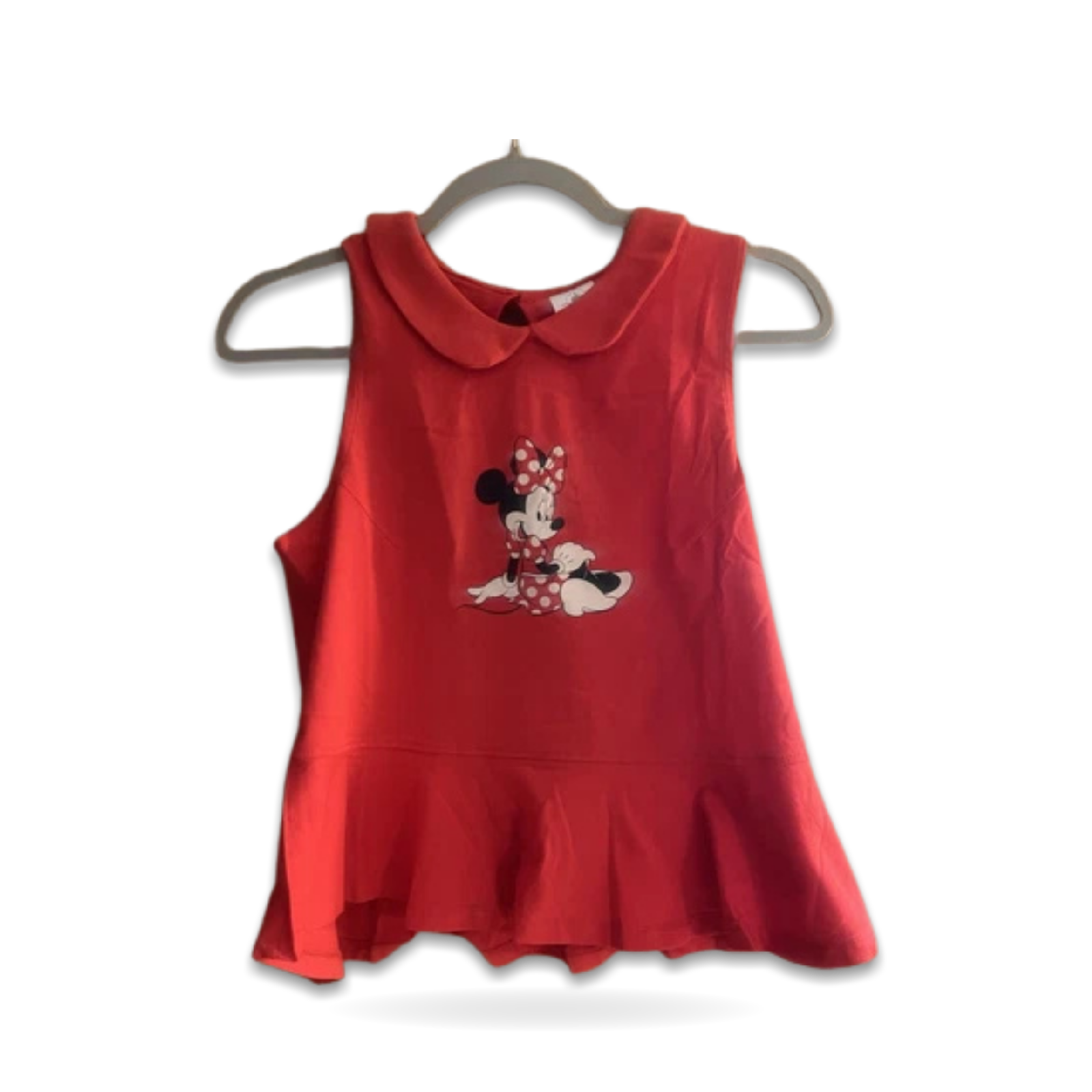 Girls Ruffle Red White Black Minnie Mouse Tank M Shirt