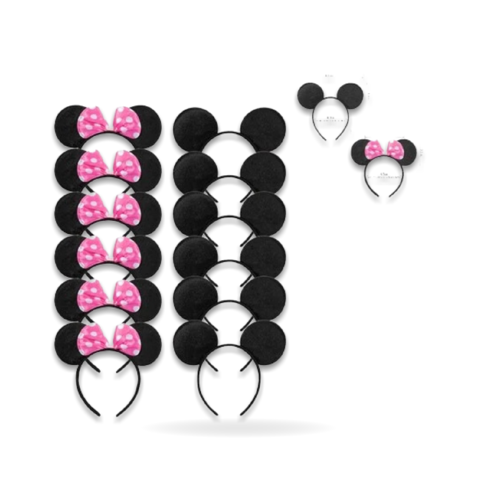 Pack of 12 Adorable Mouse Ears Headbands with Pink Bow Perfect Party Favors