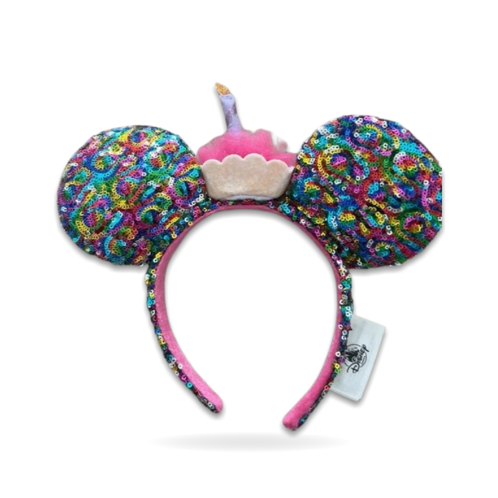 Happy Birthday Cupcake Sequined Minnie Mouse Ear Headwear