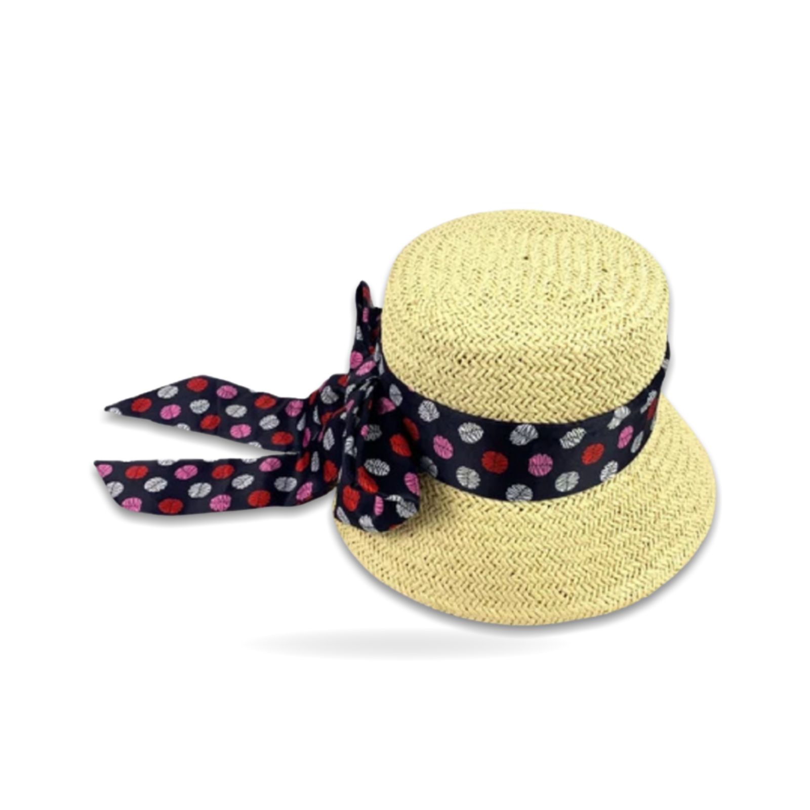 Straw Sun Bucket Hat Minnie Mouse Bow Polka Dots say Osfm