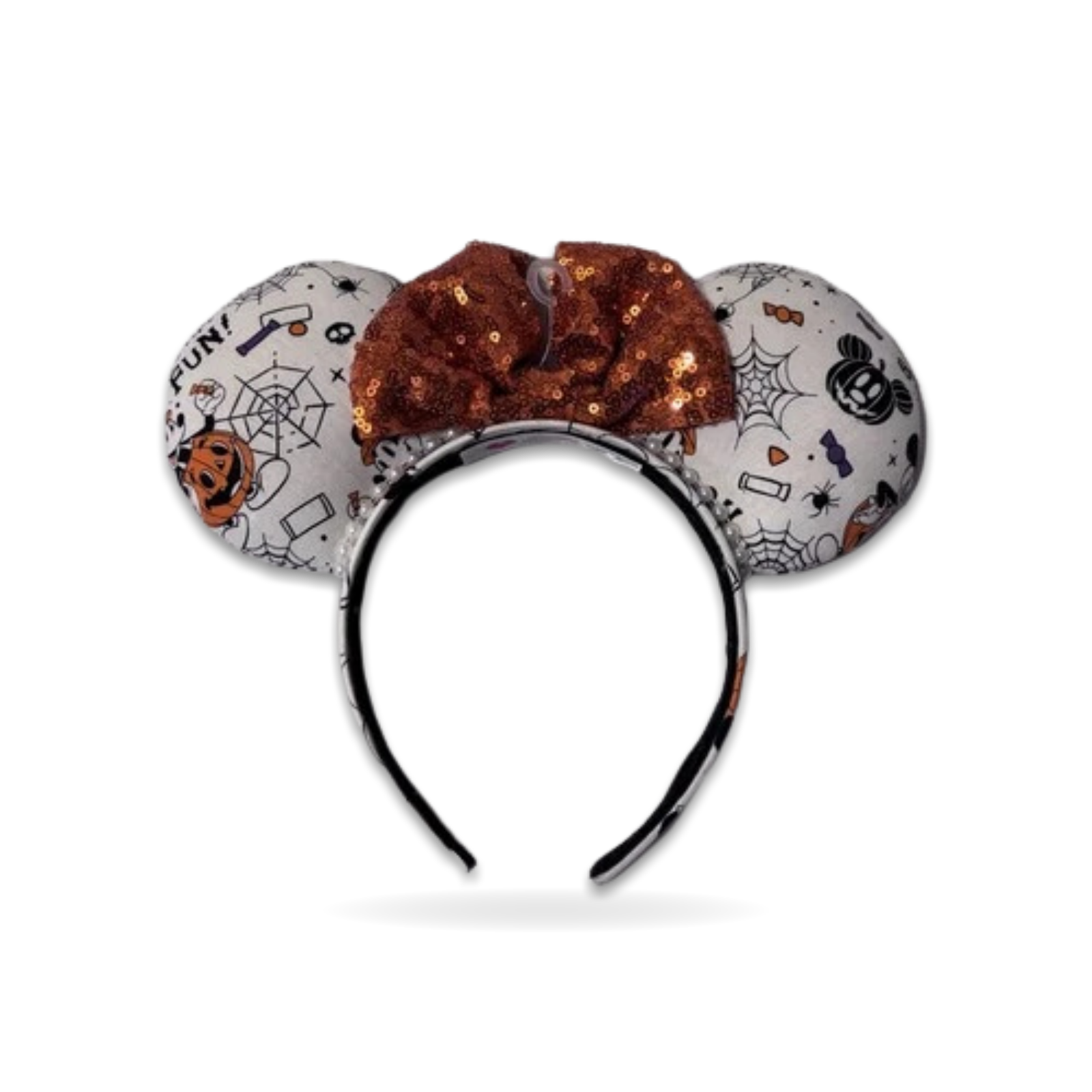 Handmade Halloween Mickey Orange Sequin Bow Ear Headwear
