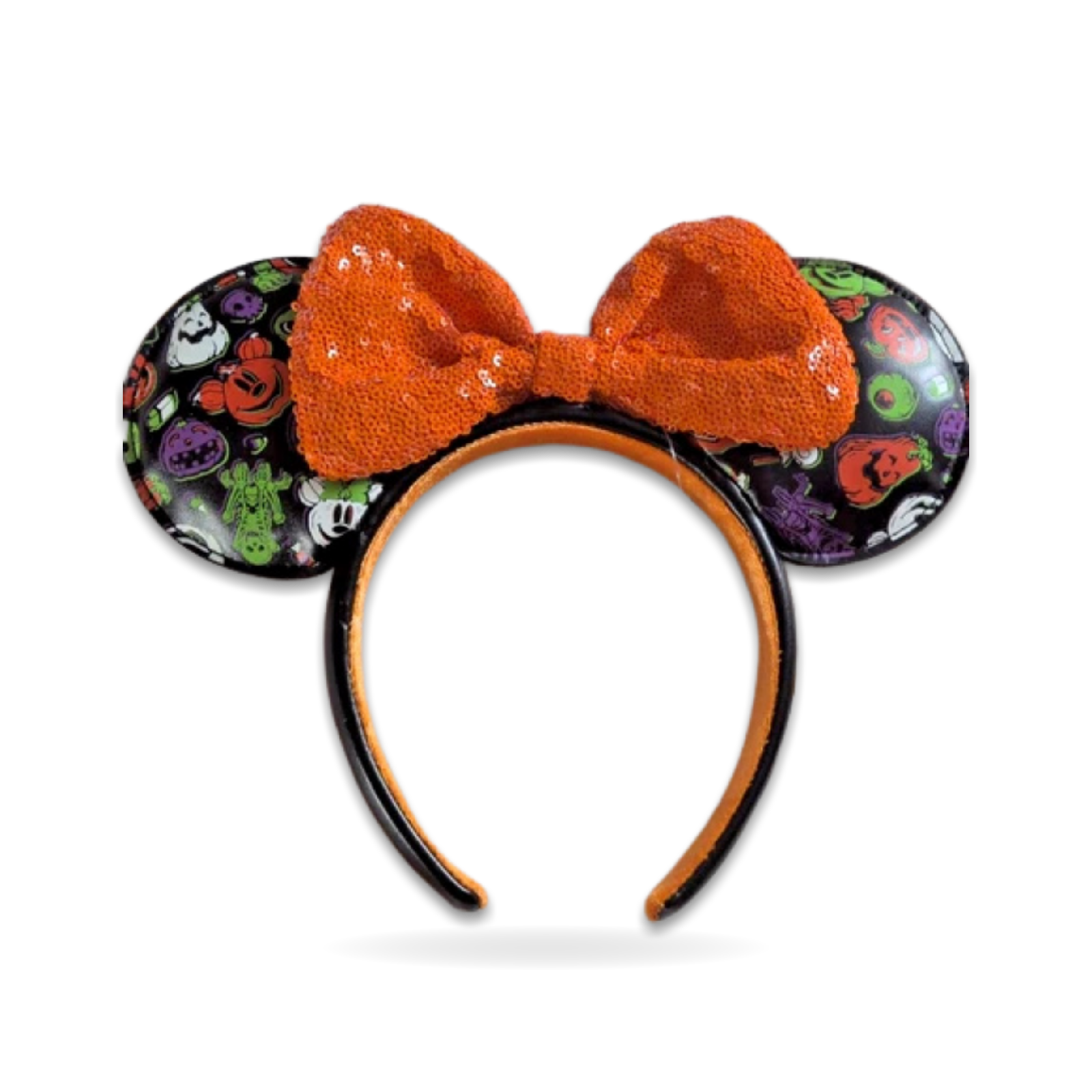 Halloween Pumpkins Orange Sequin Bow Minnie Ears Ear Headwear