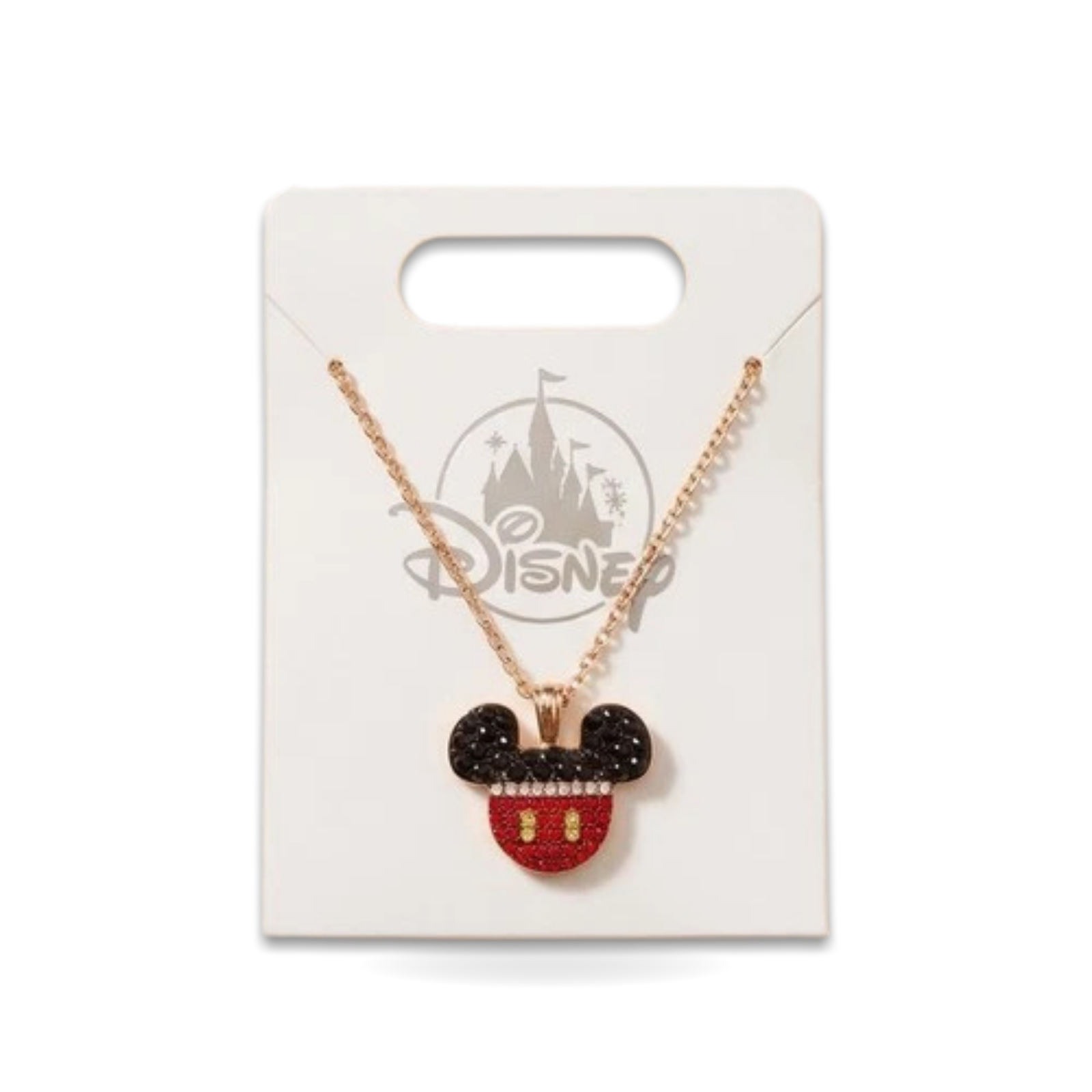 Mickey Mouse Crystal Red Black Clothes Necklace