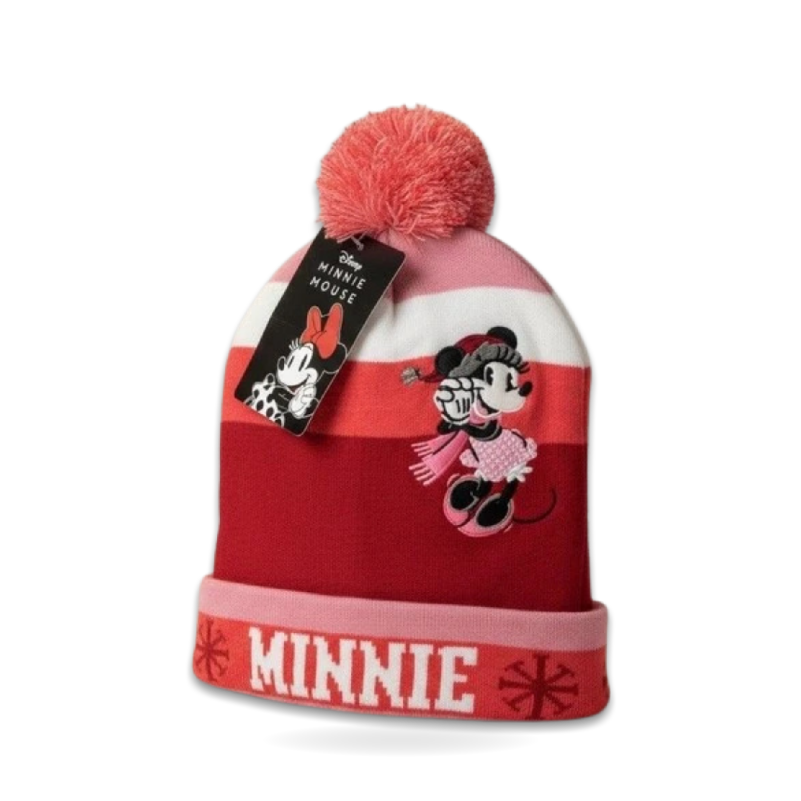 Minnie Mouse Ribbed Beanie Red White and Pink