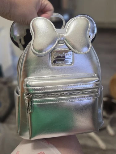 Loungefly Disney100 Minnie Platinum Silver Drip Mini Backpack