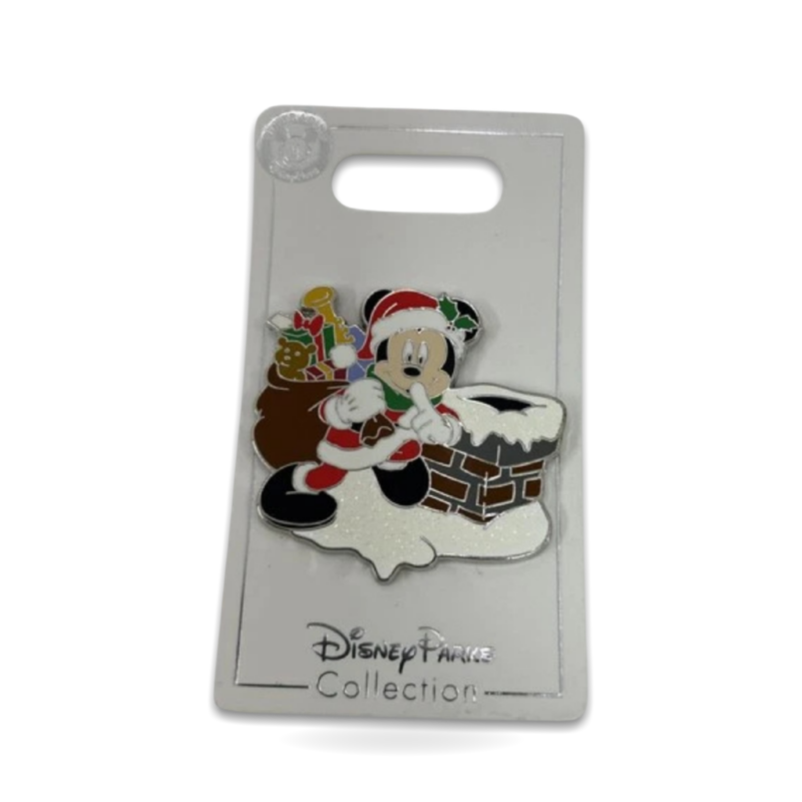 Santa Mickey Mouse Chimney Christmas Glitter Holiday Trading Pin