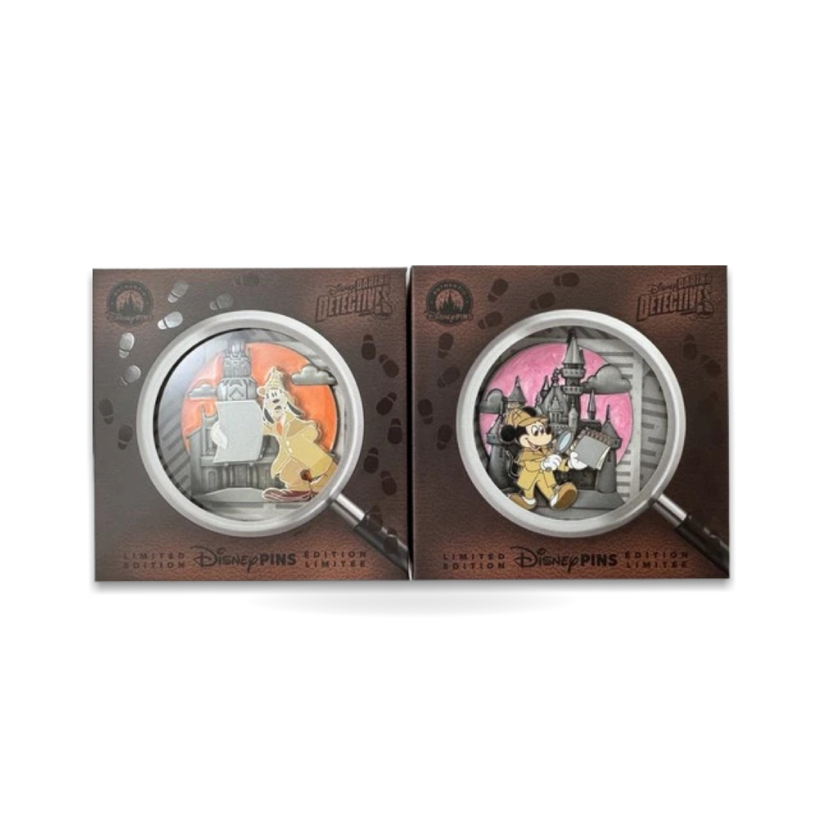 Daring Detectives Goofy and Mickey Jumbo Pin Set