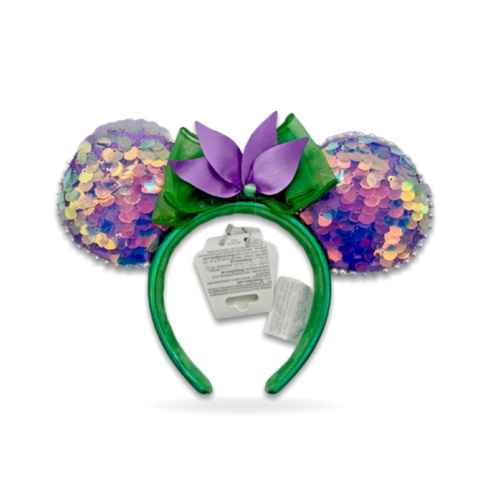 Little Mermaid Ariel Purple Green Sequin Minnie Mouse Ear Headwear
