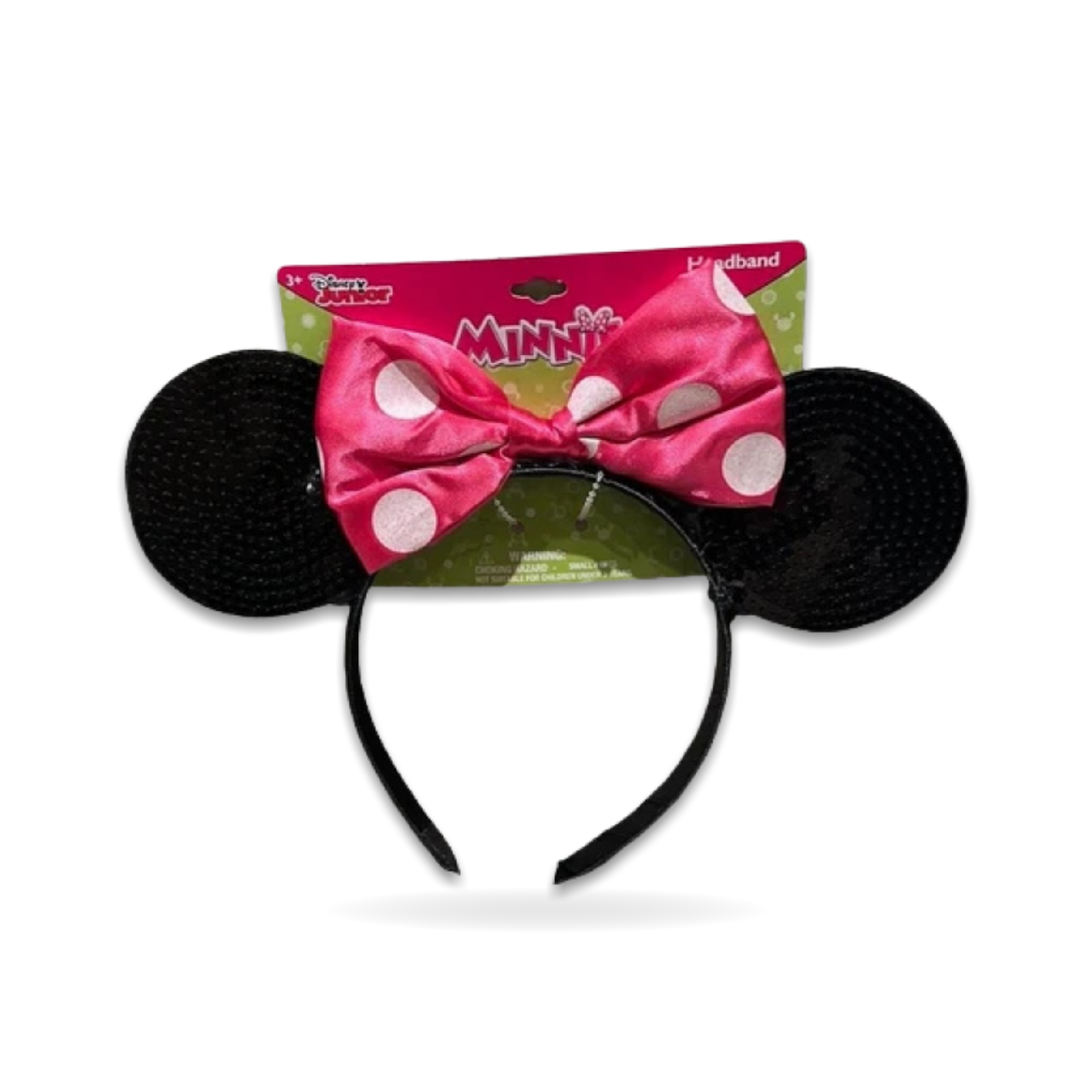 Junior Minnie mouse sequin with glitter dots pink bow Ear Headwear