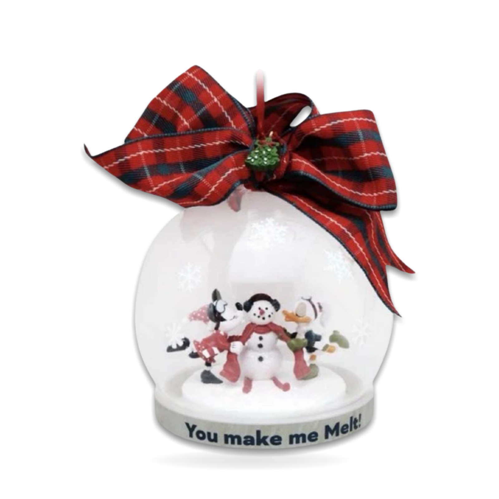 You Make Me Melt Minnie Snowman Daisy Glass Globe Seasonal Ornament
