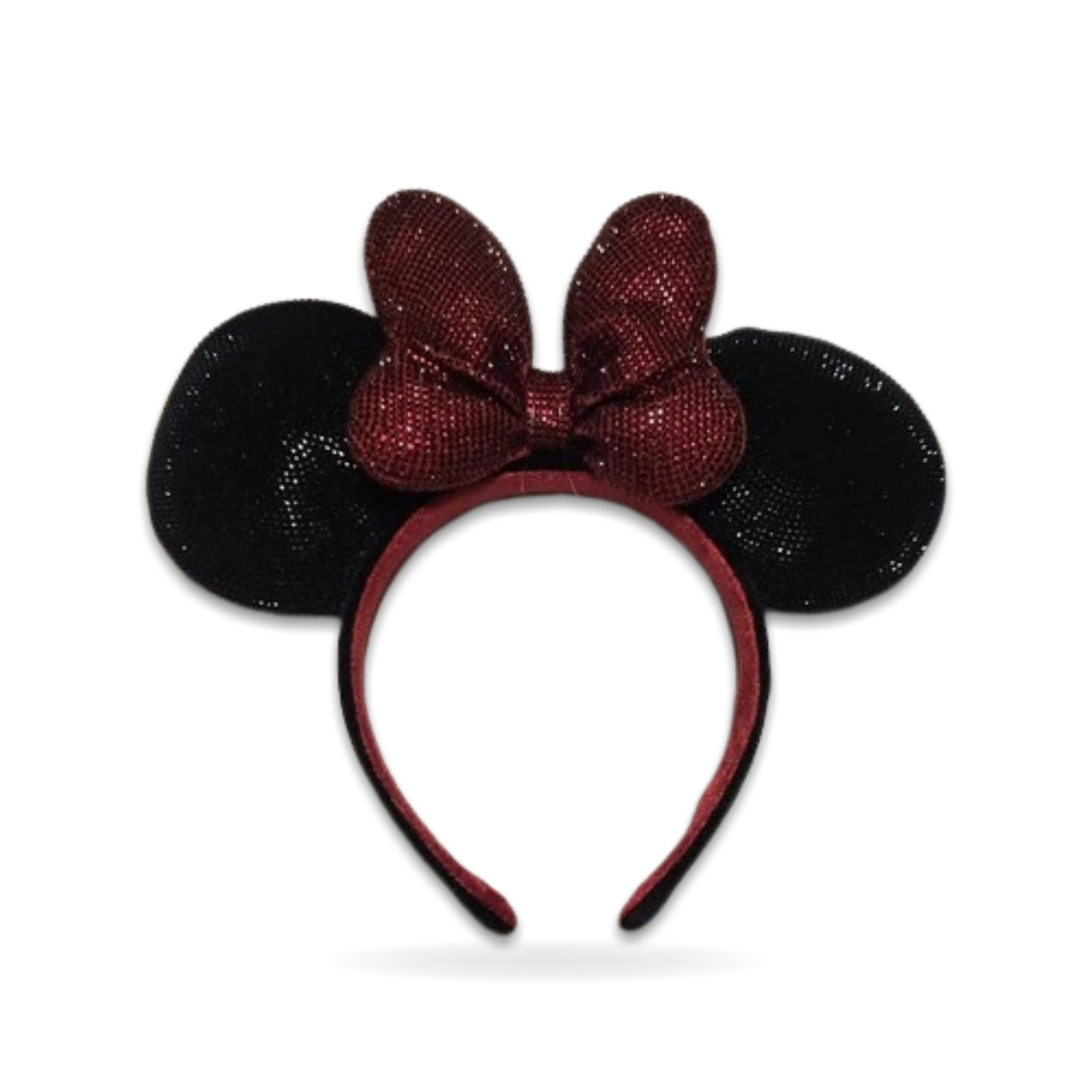 Minnie Mouse Sequined Rhinestone Black Red Ear Headwear