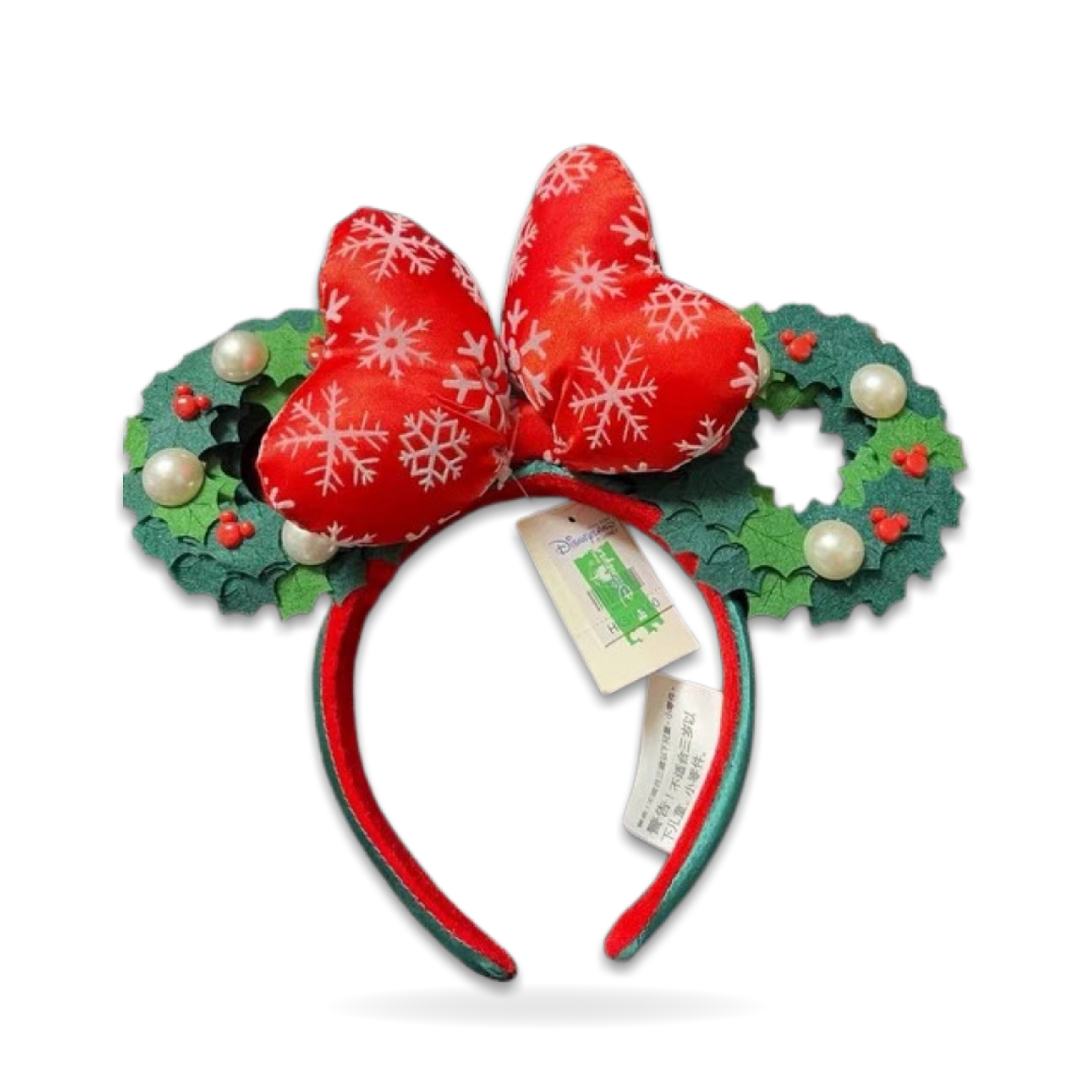 Christmas Holiday Wreath Bow Minnie Mouse Ear Headwear