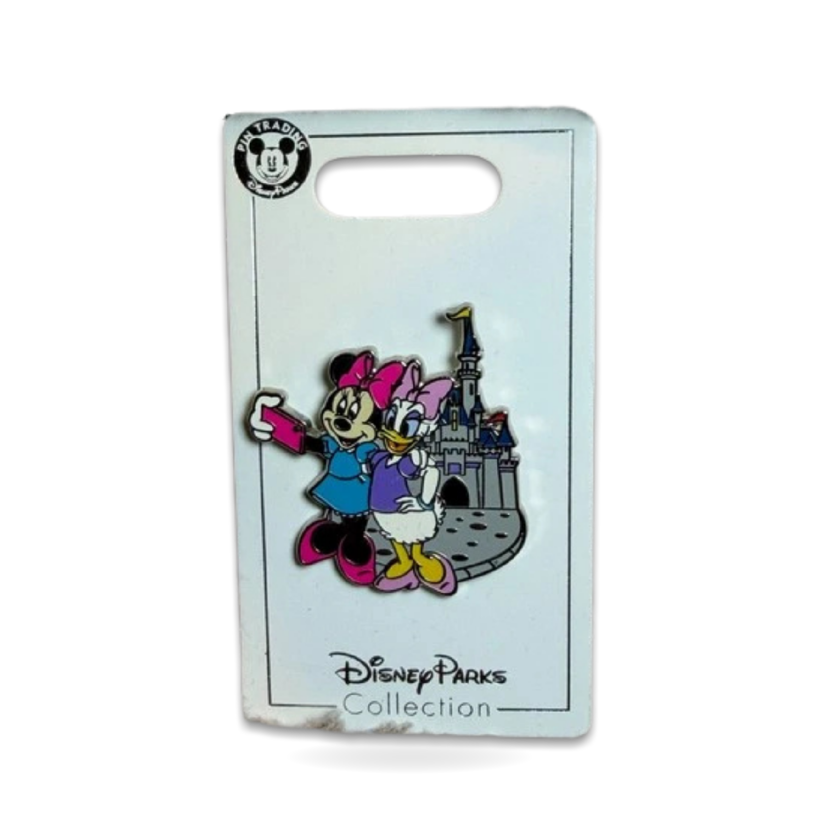 Minnie and Daisy Taking Selfie Castle Trading Pin