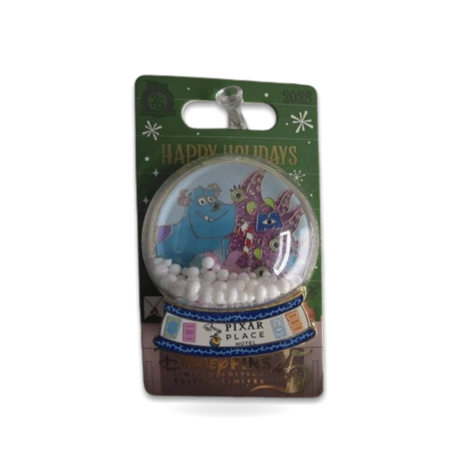 Happy Holidays Snowglobe Sully Monsters Inc Trading Pin