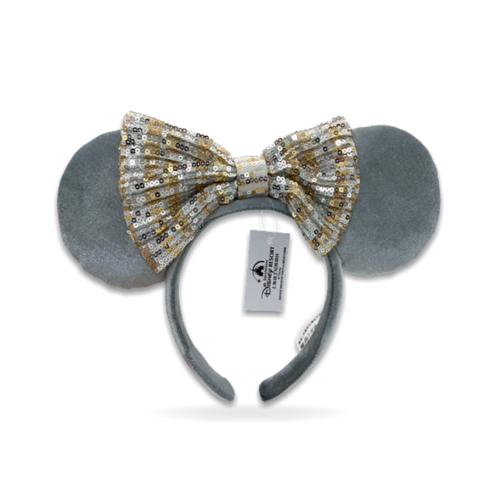 Theme Gray Silver Gold Sequin Bow Minnie Mouse Ear Headwear