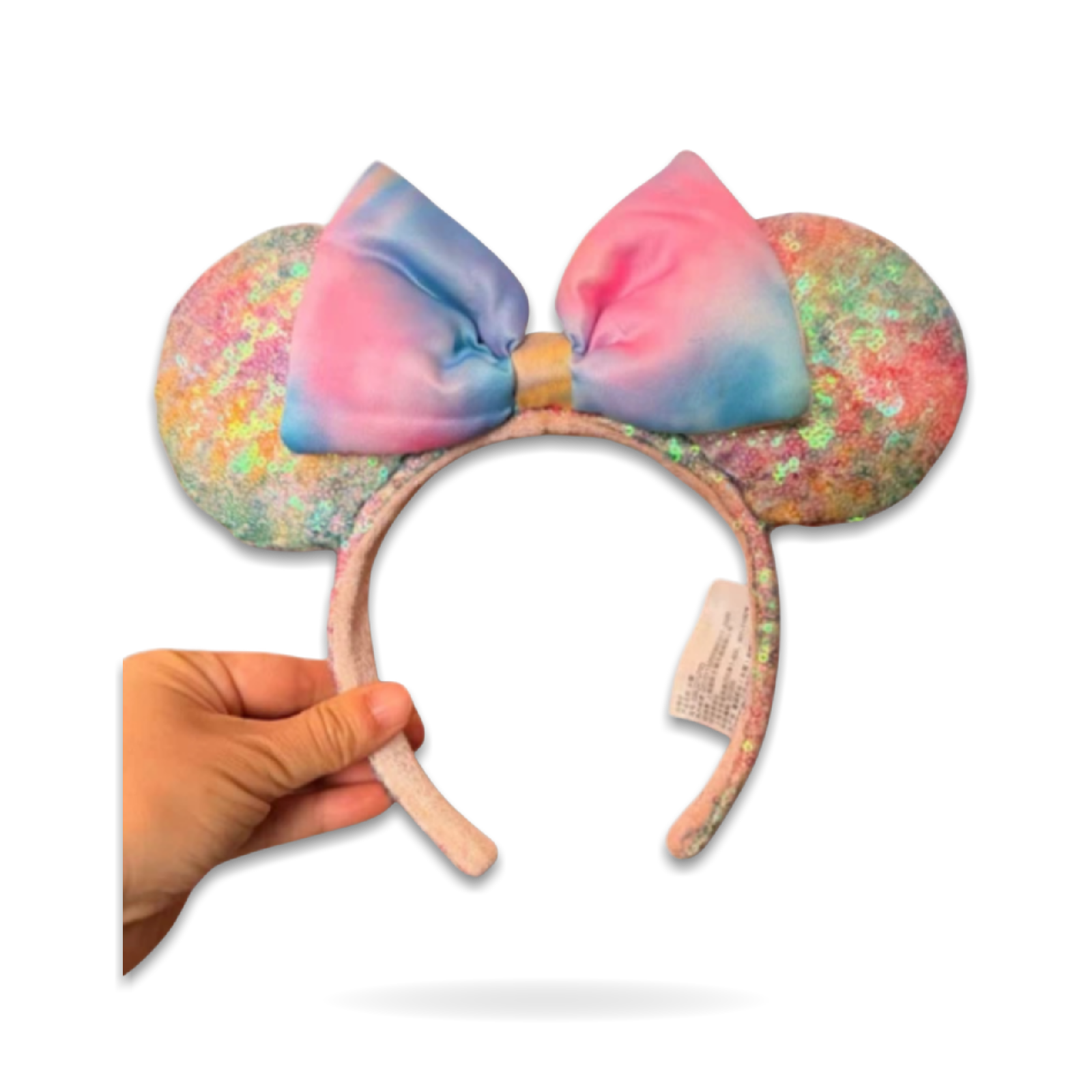 Pastel Rainbow Tie Dye Ears Minnie Mouse Sequin Headband 2026