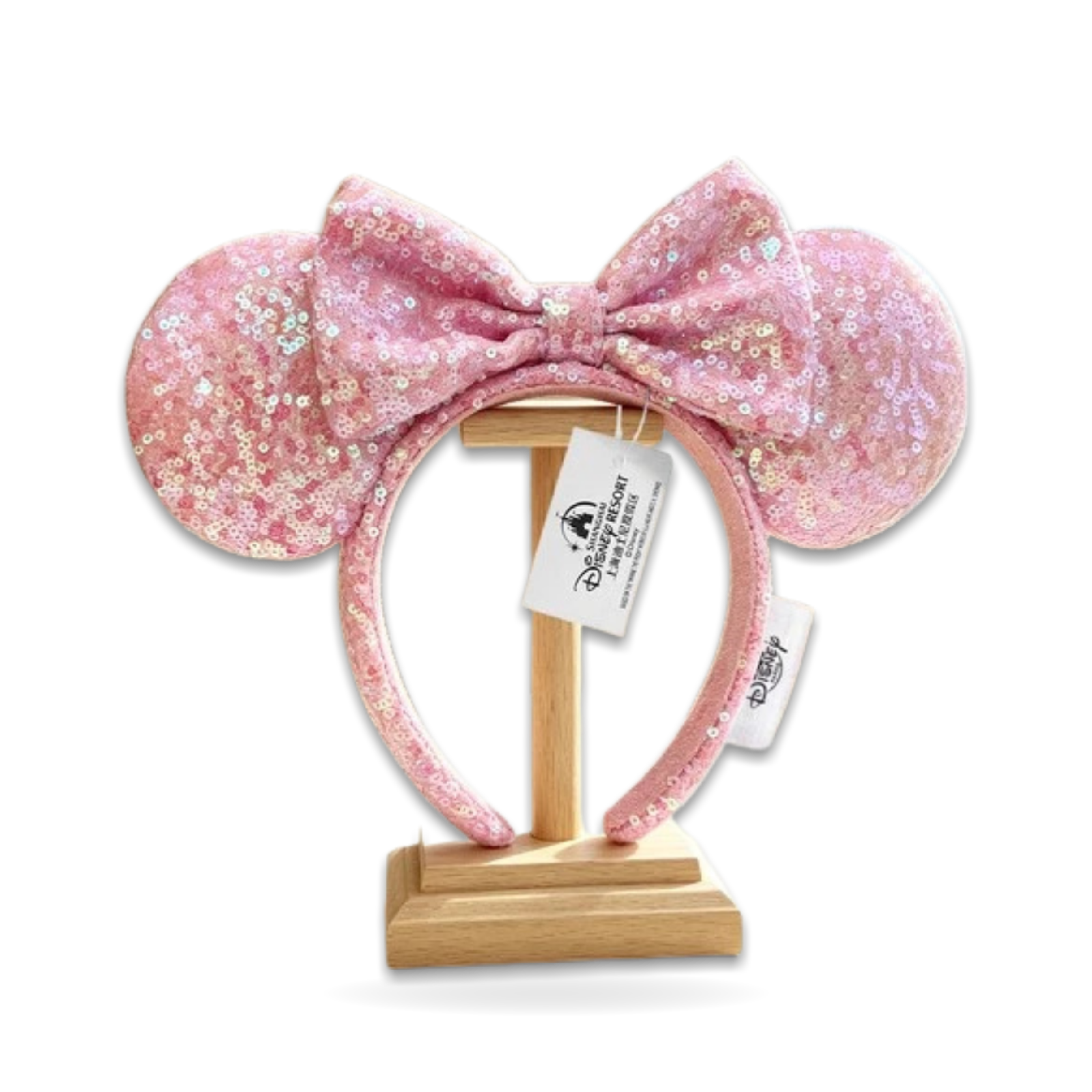 Aurora Pink Sequin Minnie Ear Bow Sparkly Ear Headwear