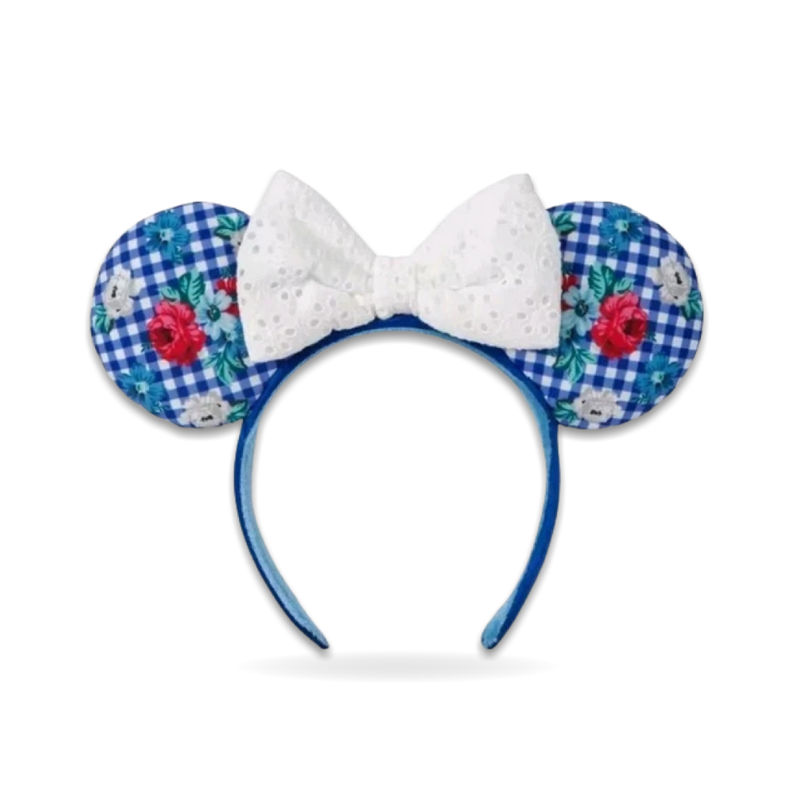 Ears Headband 2022 Minnie Mouse Blue Gingham with Bow Cottage Tags