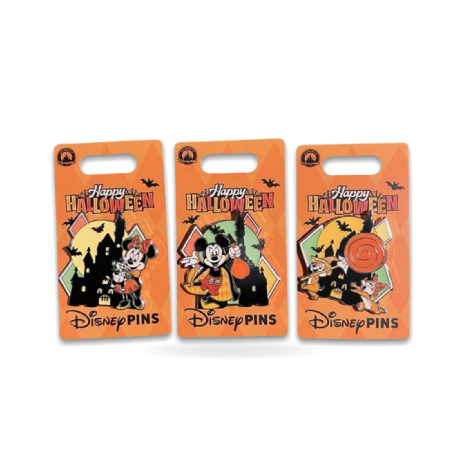 Happy Halloween Mickey Mouse Minnie Castle Open Edition Set of 3 Trading Pin