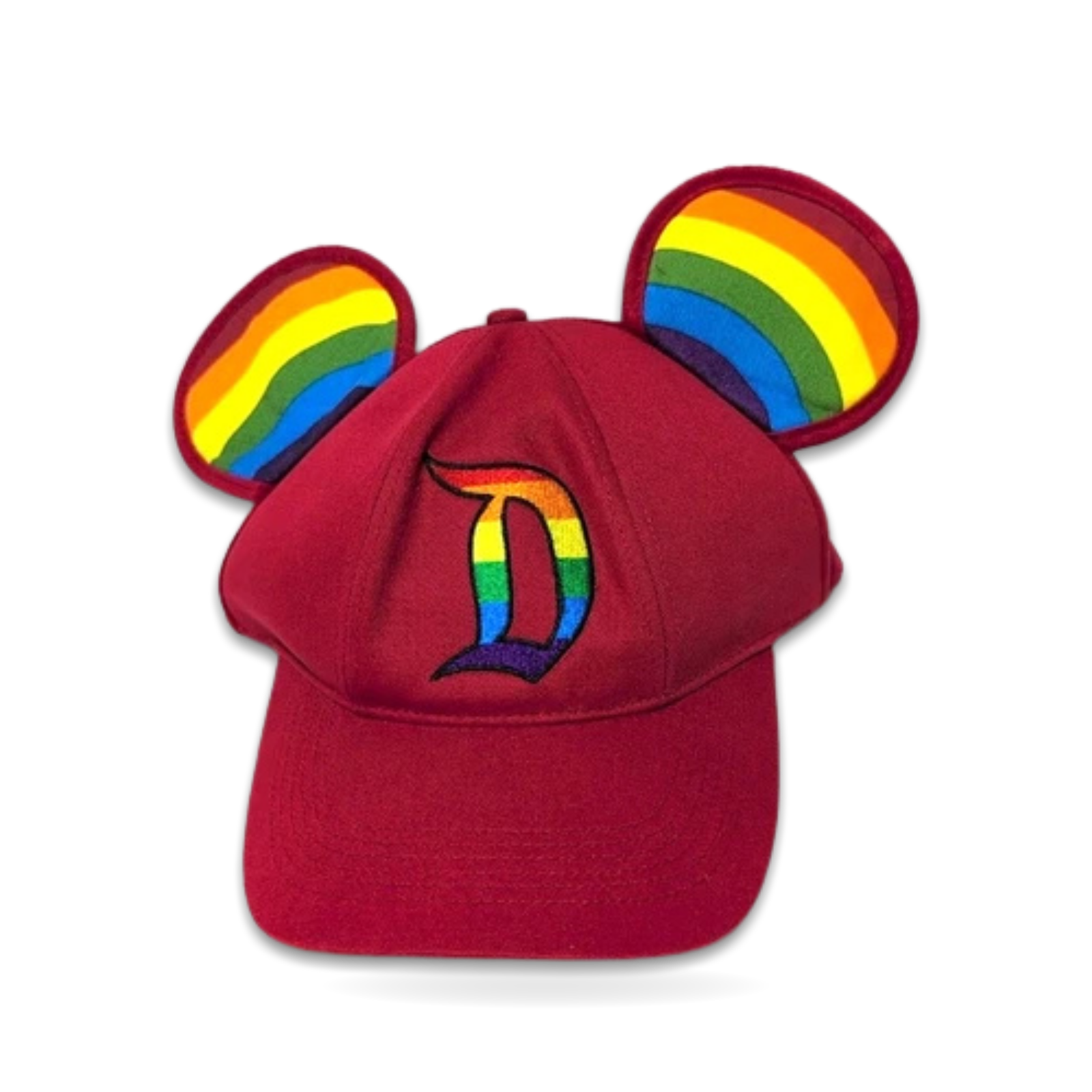 Red Rainbow Pride Mickey Mouse Ears Adjustable Hat Cap