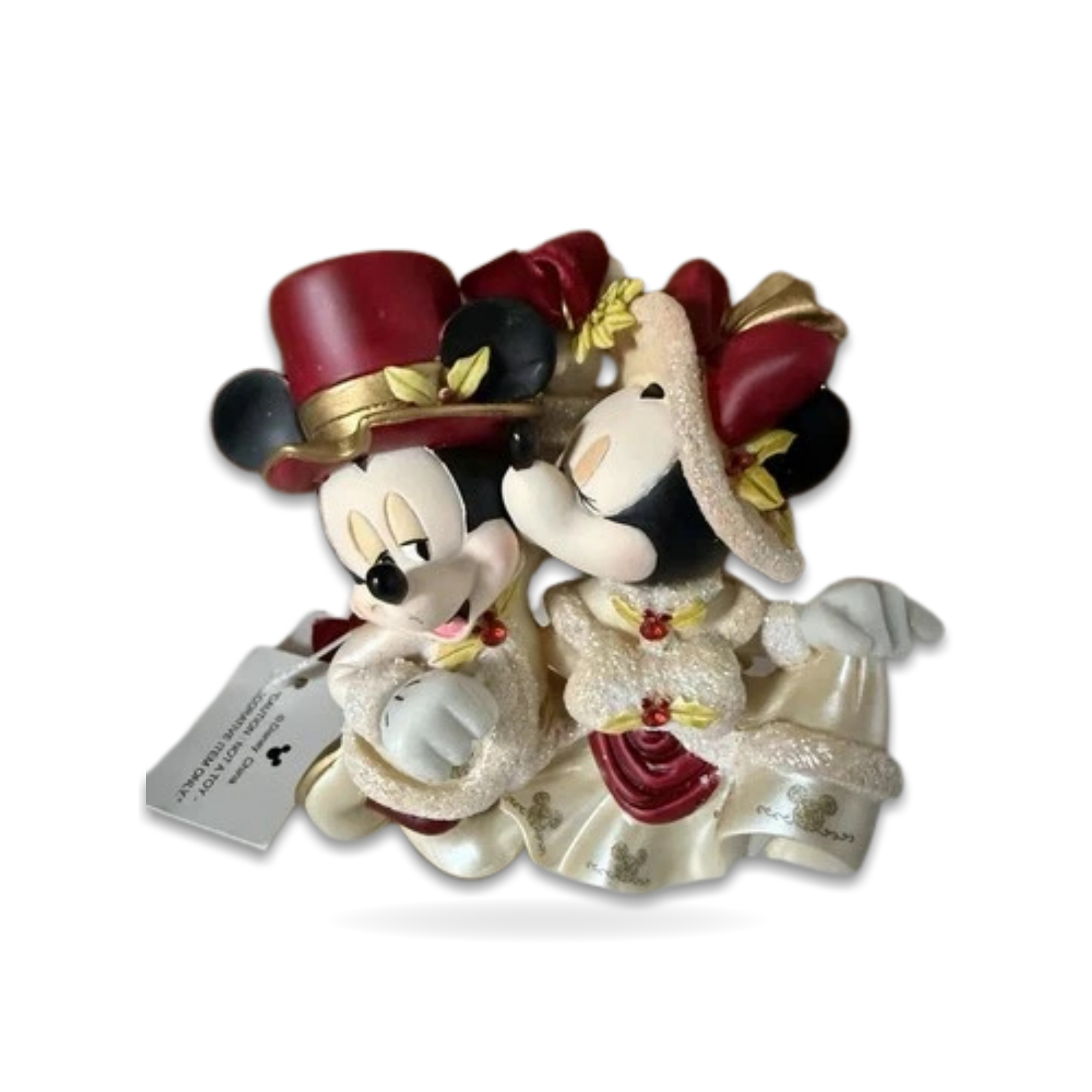 Victorian Mickey Minnie Christmas Kissing Figurine Seasonal Ornament