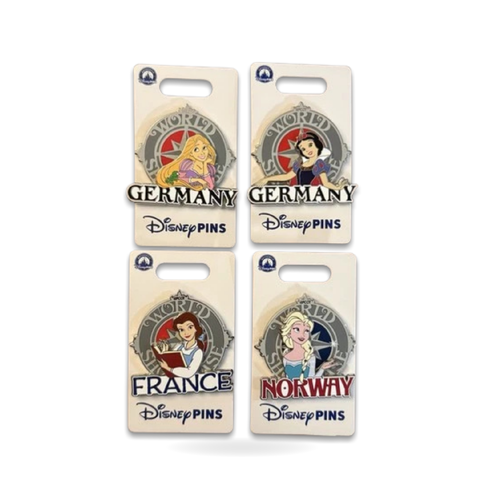 Showcase World Belle Elsa Rapunzel Snow White Lot Of 4 Epcot Pins